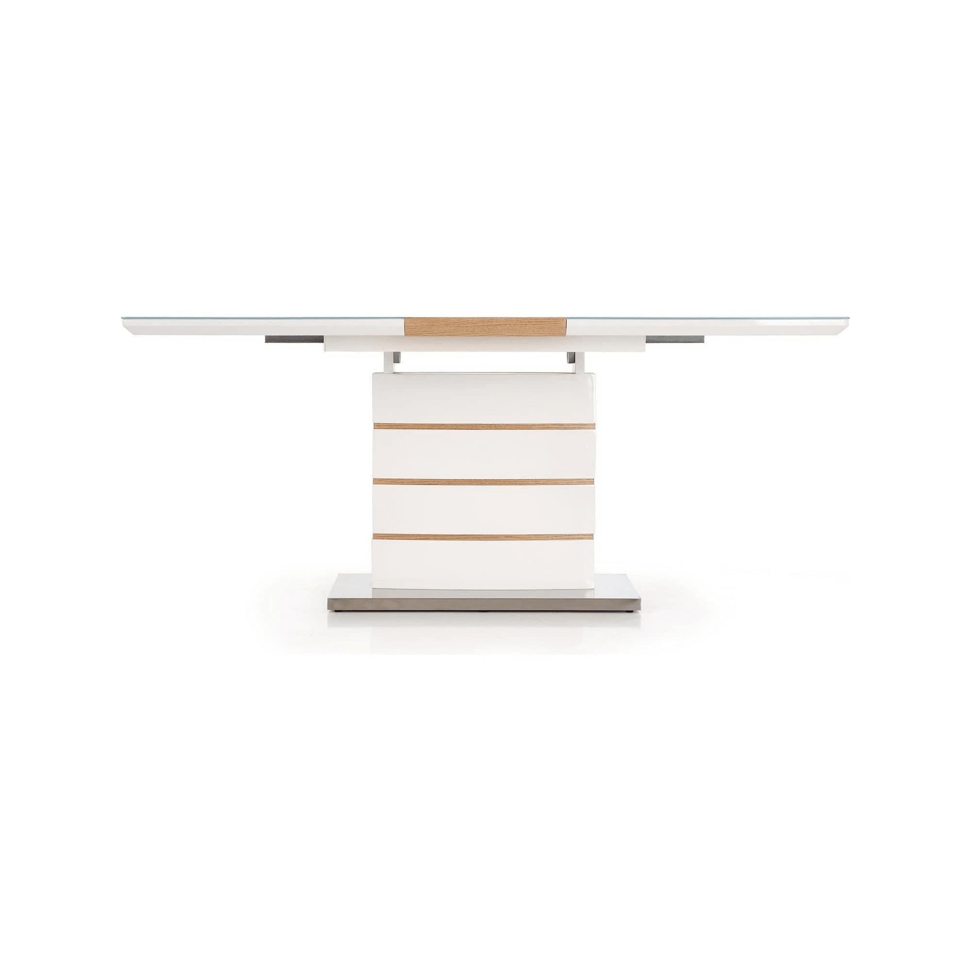 Masa extensibila TORONTO, stejar/alb, sticla/otel, 140/180x80x76 cm