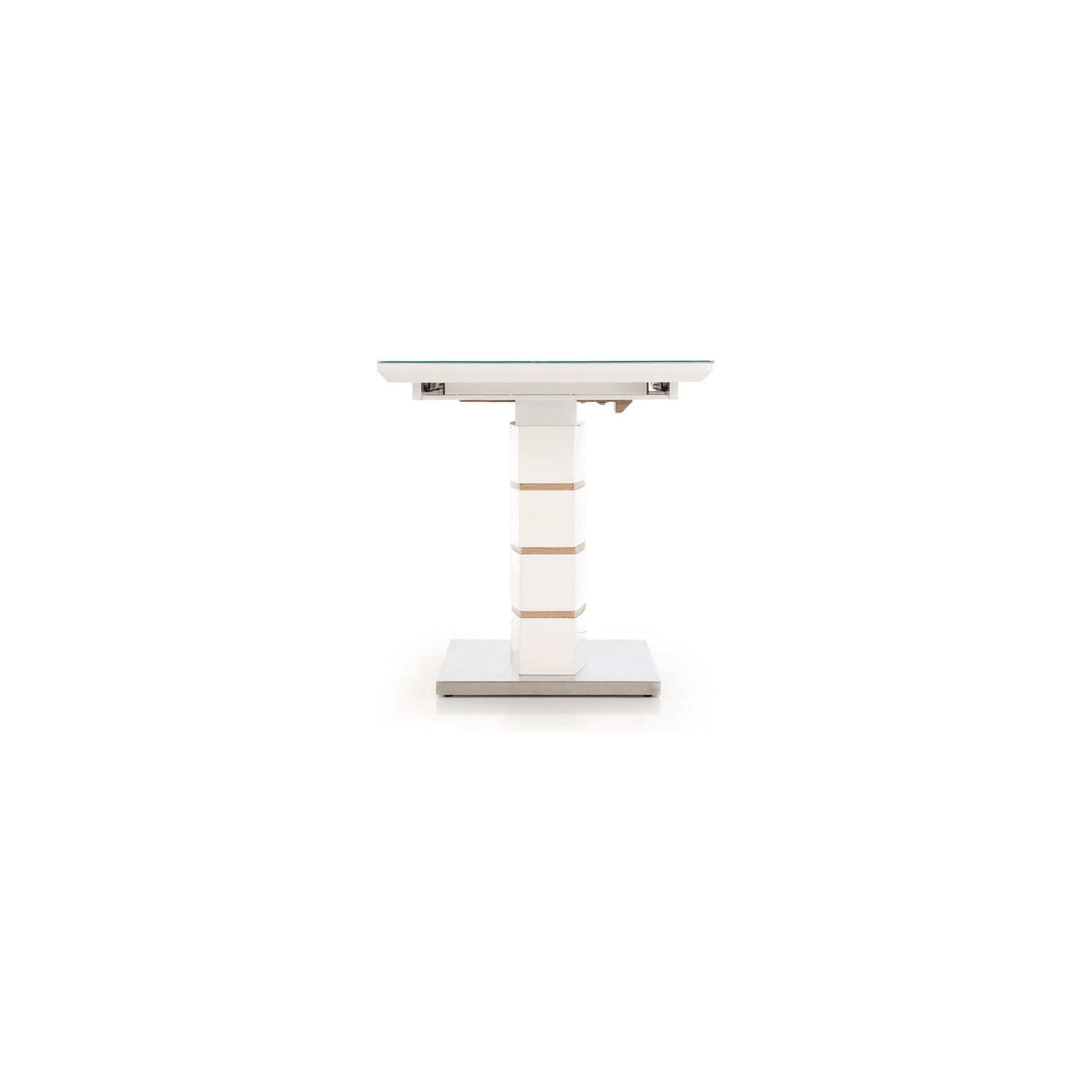 Masa extensibila TORONTO, stejar/alb, sticla/otel, 140/180x80x76 cm