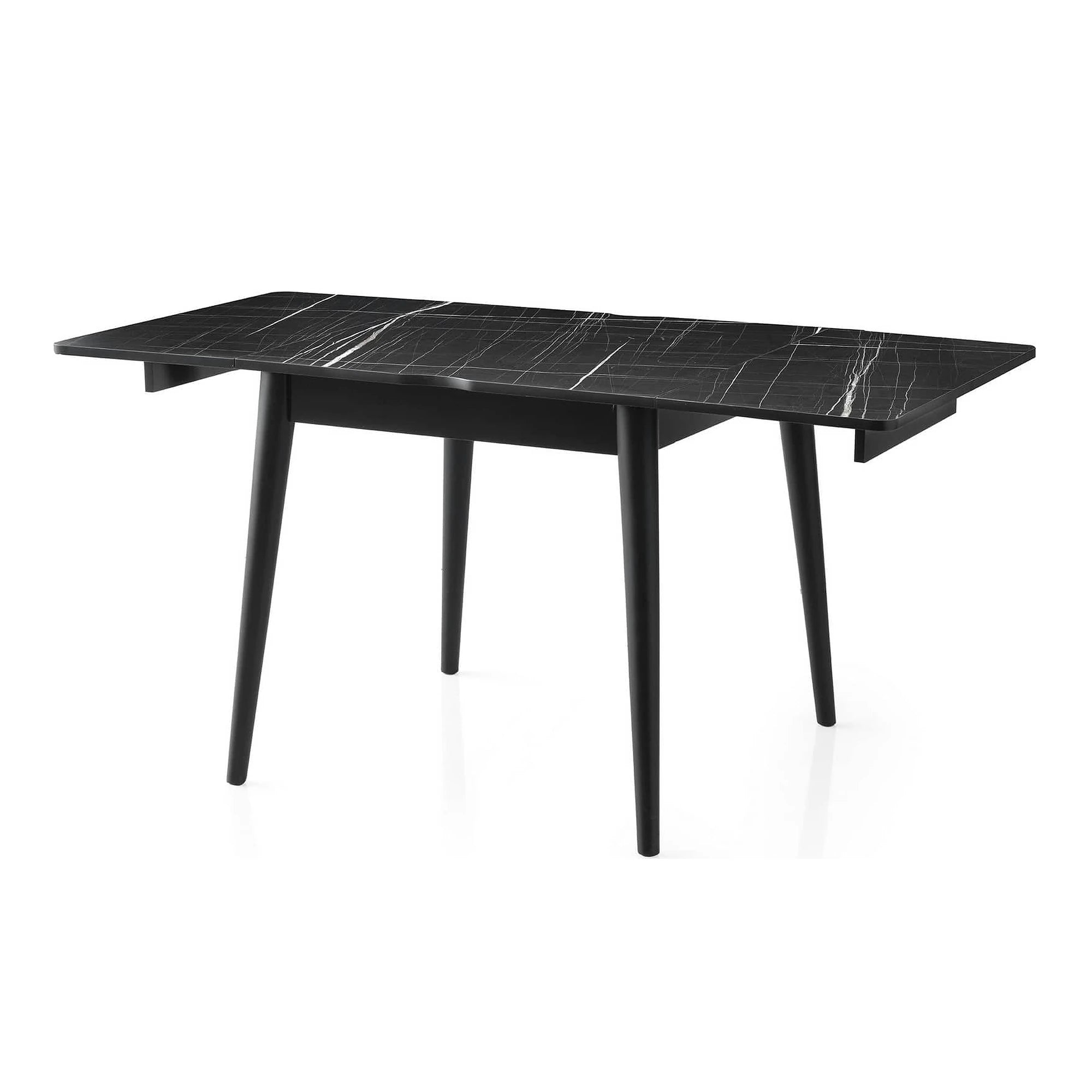 Masa extensibila TOTEM 3041, negru cu efect de marmura, PAL melaminat, 80/160x80x75 cm