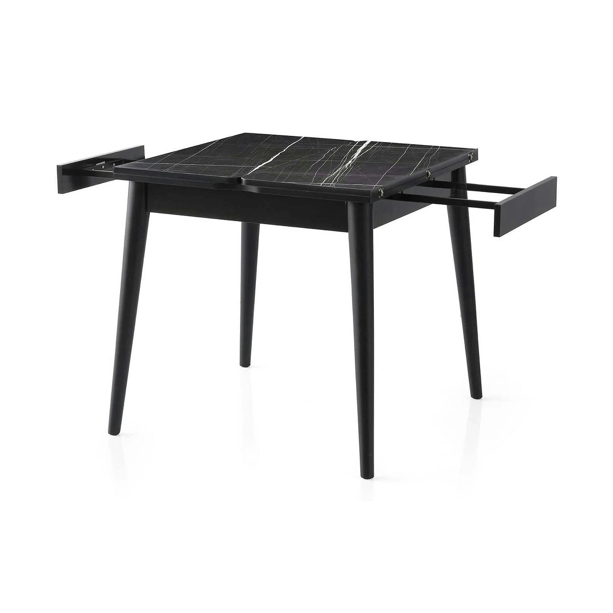 Masa extensibila TOTEM 3041, negru cu efect de marmura, PAL melaminat, 80/160x80x75 cm