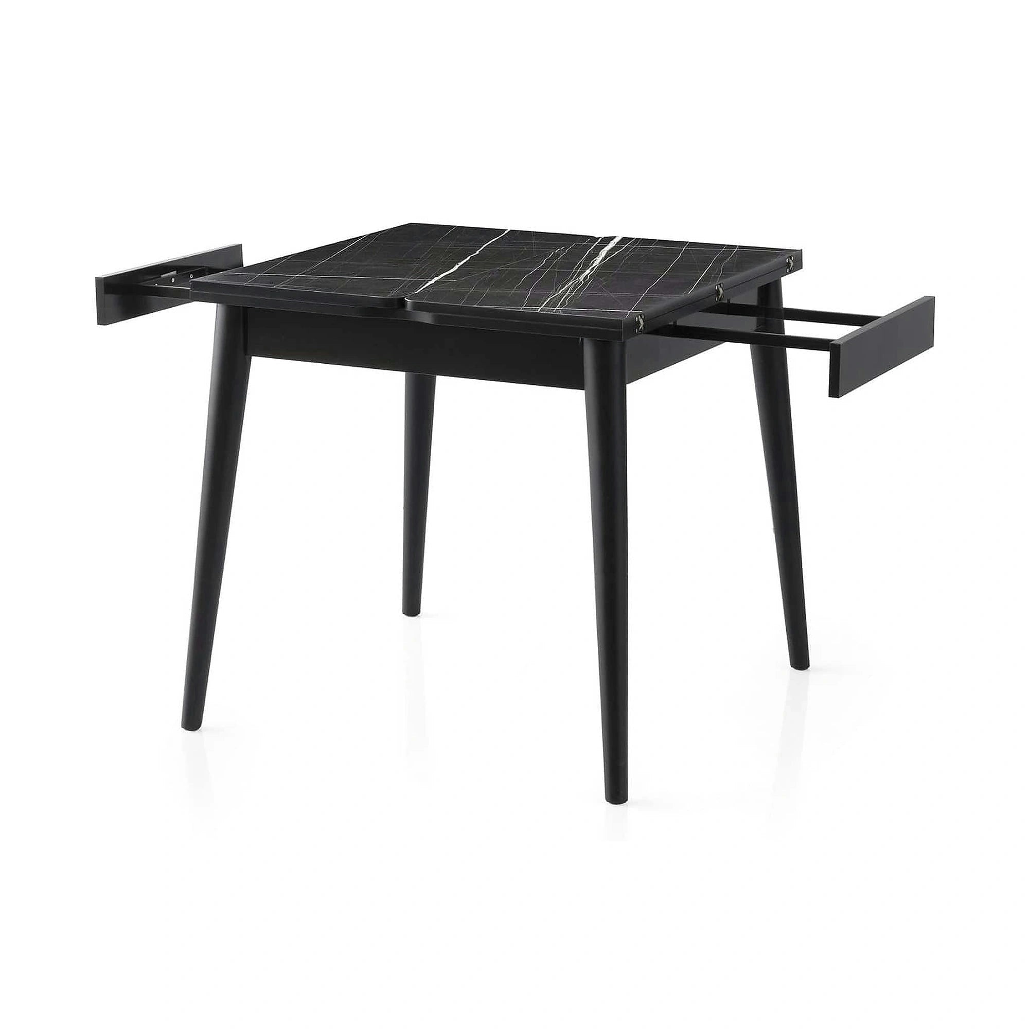 Masa extensibila TOTEM 3041, negru cu efect de marmura, PAL melaminat, 80/160x80x75 cm