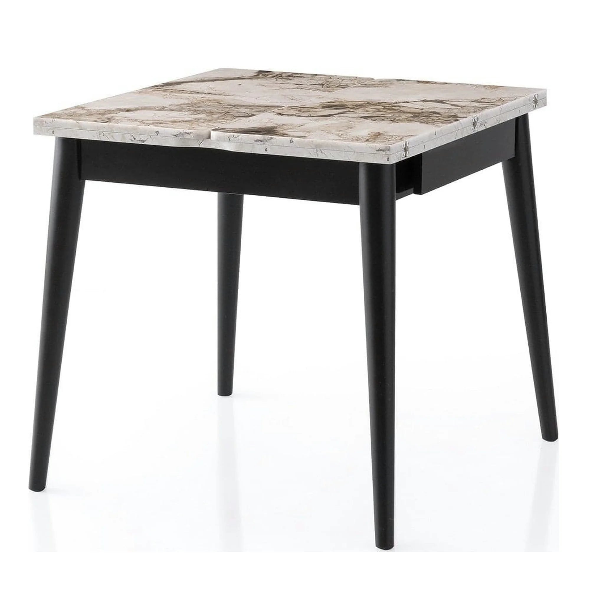 Masa extensibila TOTEM 3042, alb cu efect de marmura, PAL melaminat, 80/160x80x75 cm