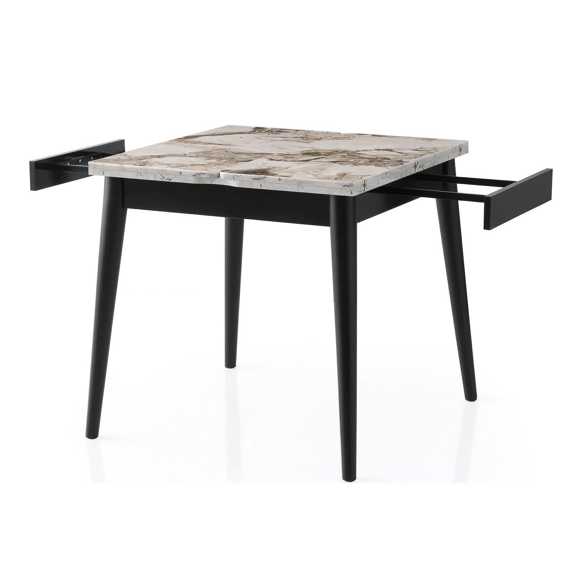 Masa extensibila TOTEM 3042, alb cu efect de marmura, PAL melaminat, 80/160x80x75 cm
