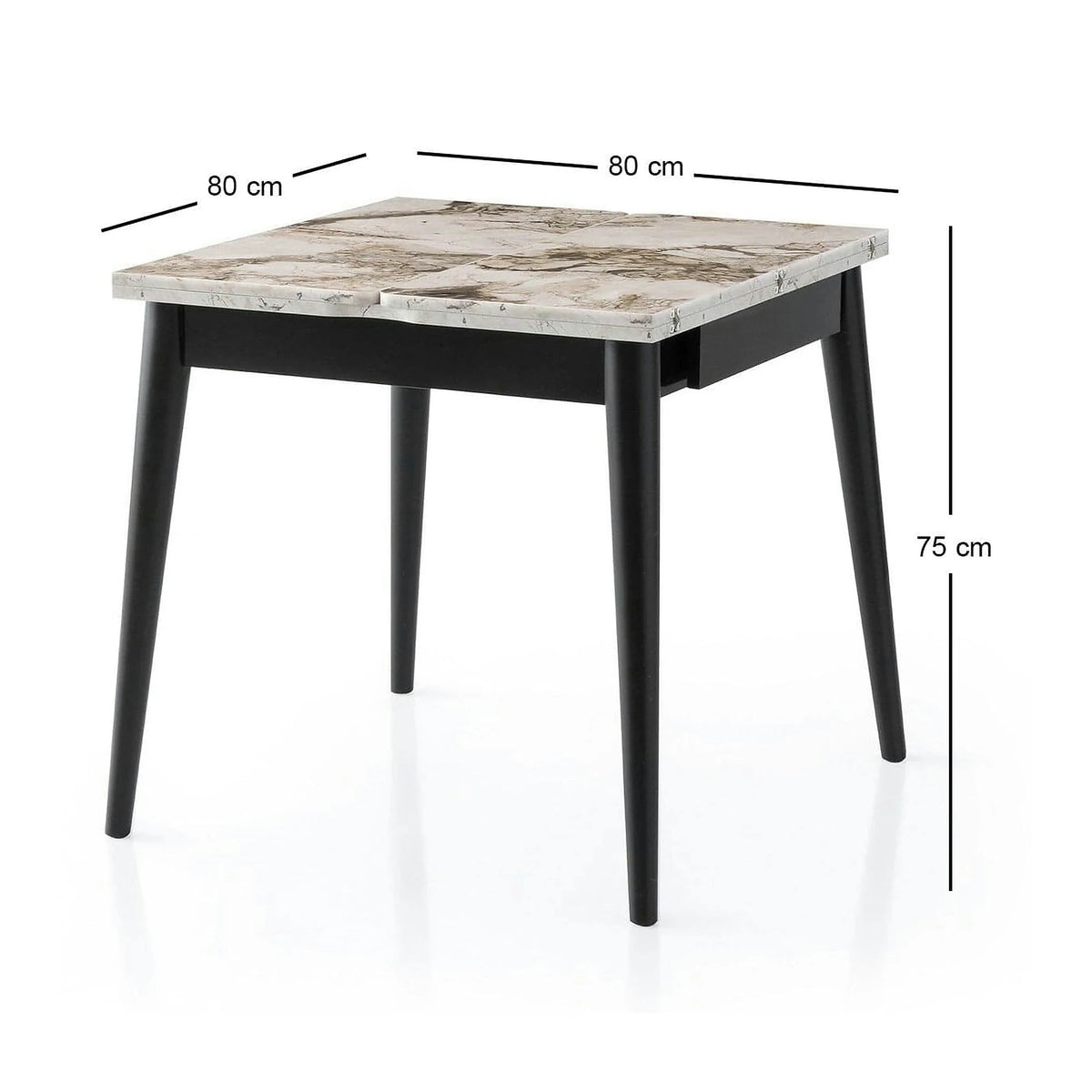 Masa extensibila TOTEM 3042, alb cu efect de marmura, PAL melaminat, 80/160x80x75 cm