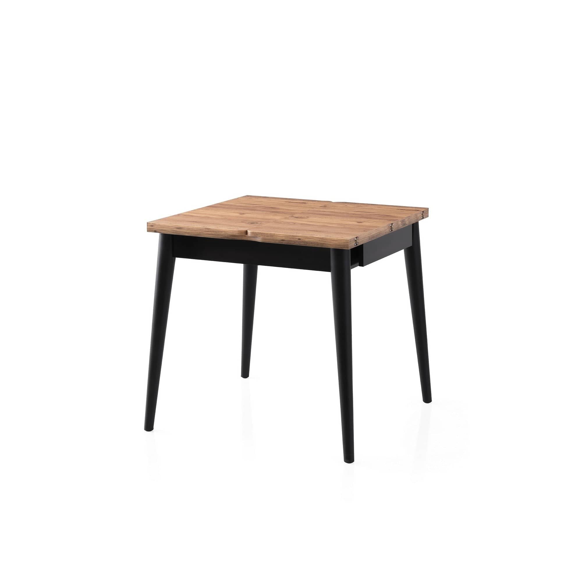 Masa extensibila TOTEM 3043, stejar/negru, PAL melaminat, 80/160x80x75 cm