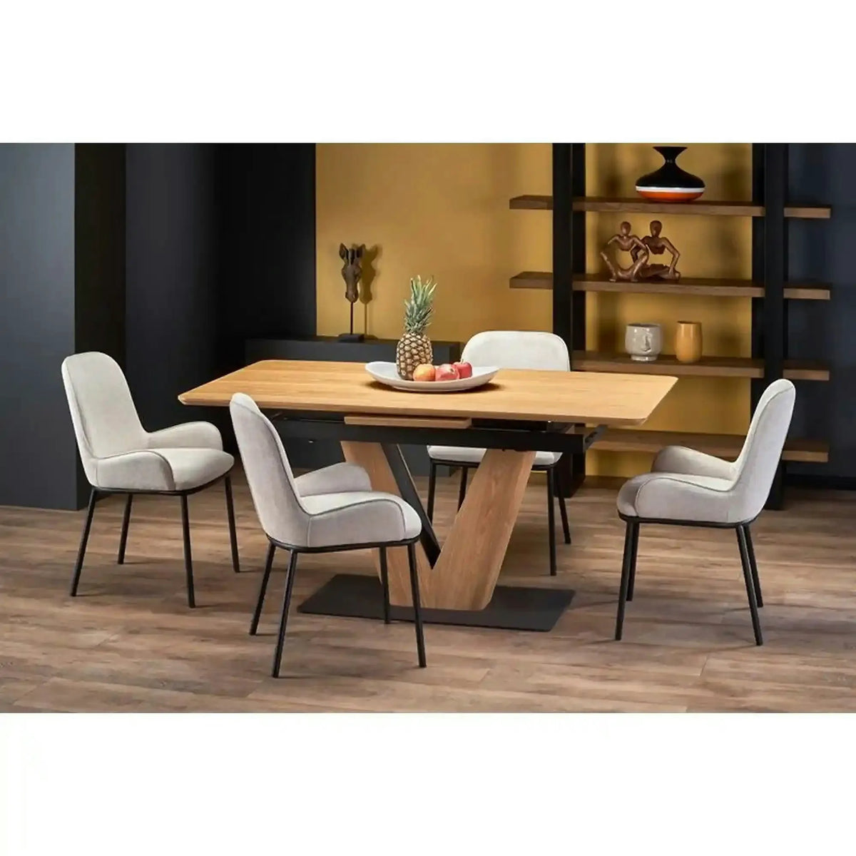 Masa extensibila UMBERTO, stejar/negru, 160/200x90x77 cm
