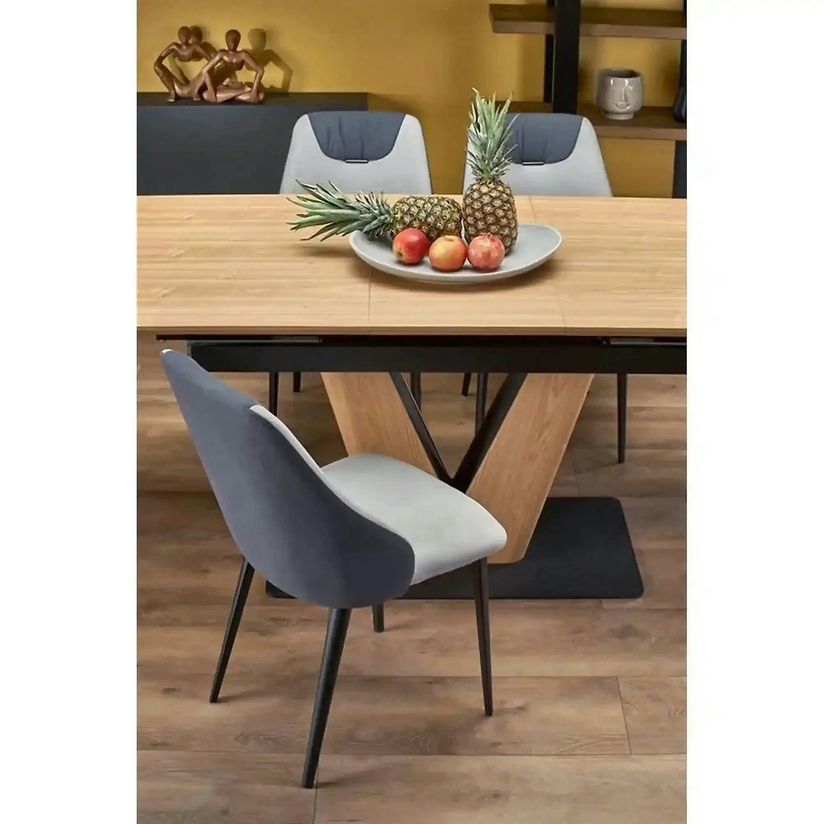 Masa extensibila UMBERTO, stejar/negru, 160/200x90x77 cm