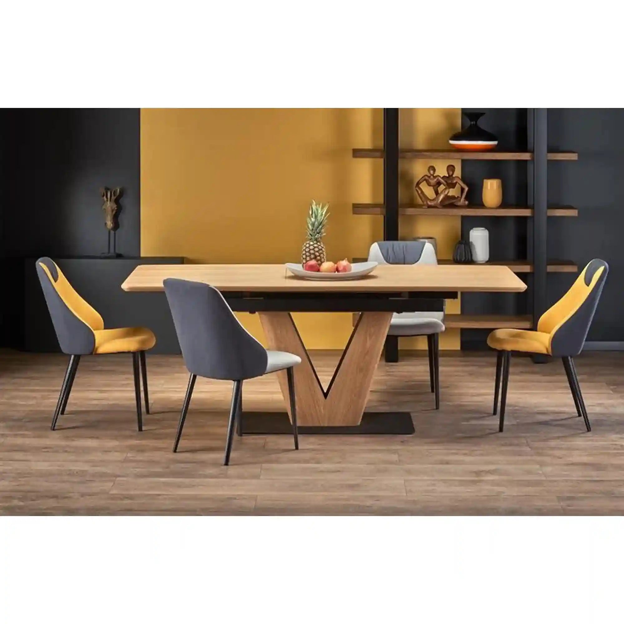 Masa extensibila UMBERTO, stejar/negru, 160/200x90x77 cm