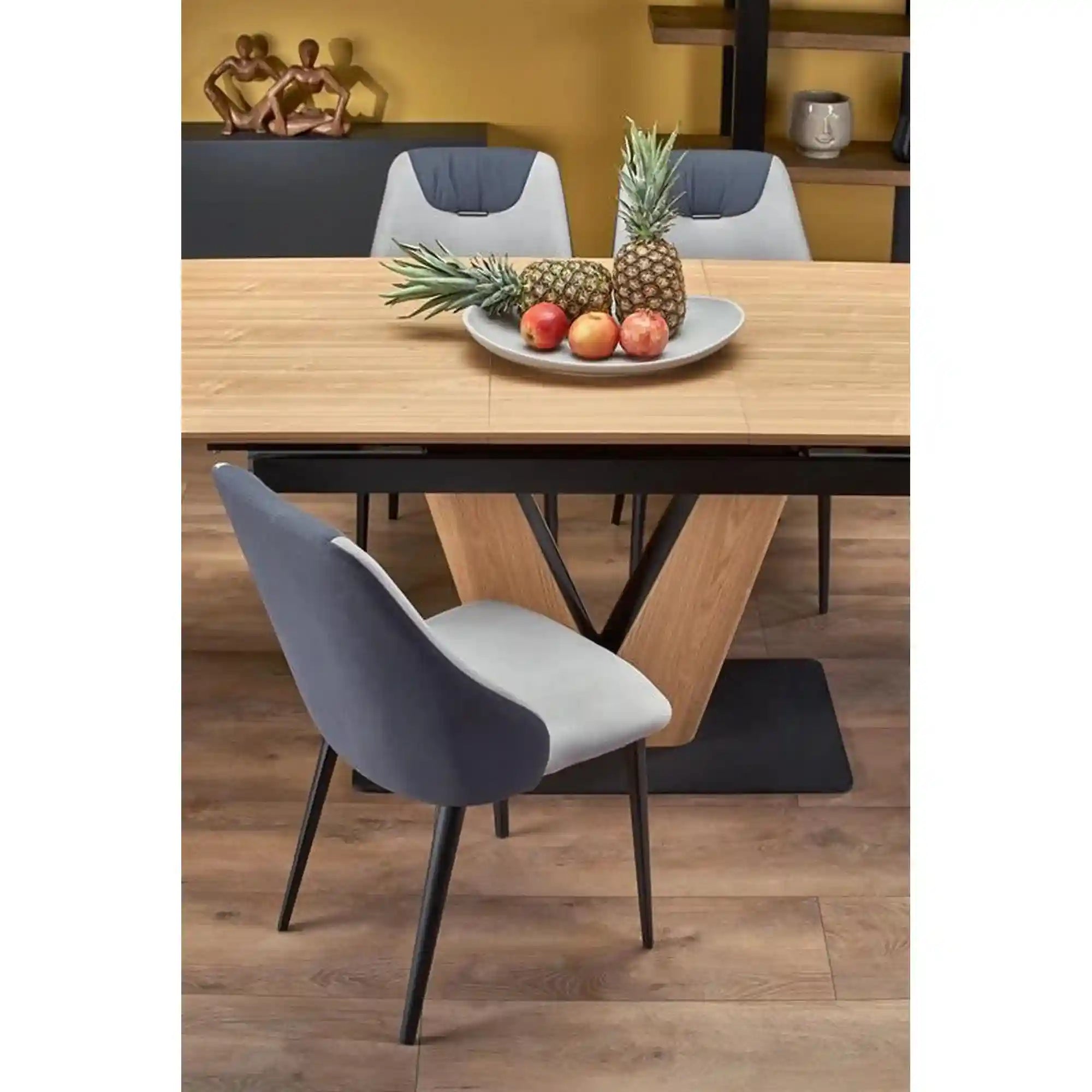 Masa extensibila UMBERTO, stejar/negru, 160/200x90x77 cm