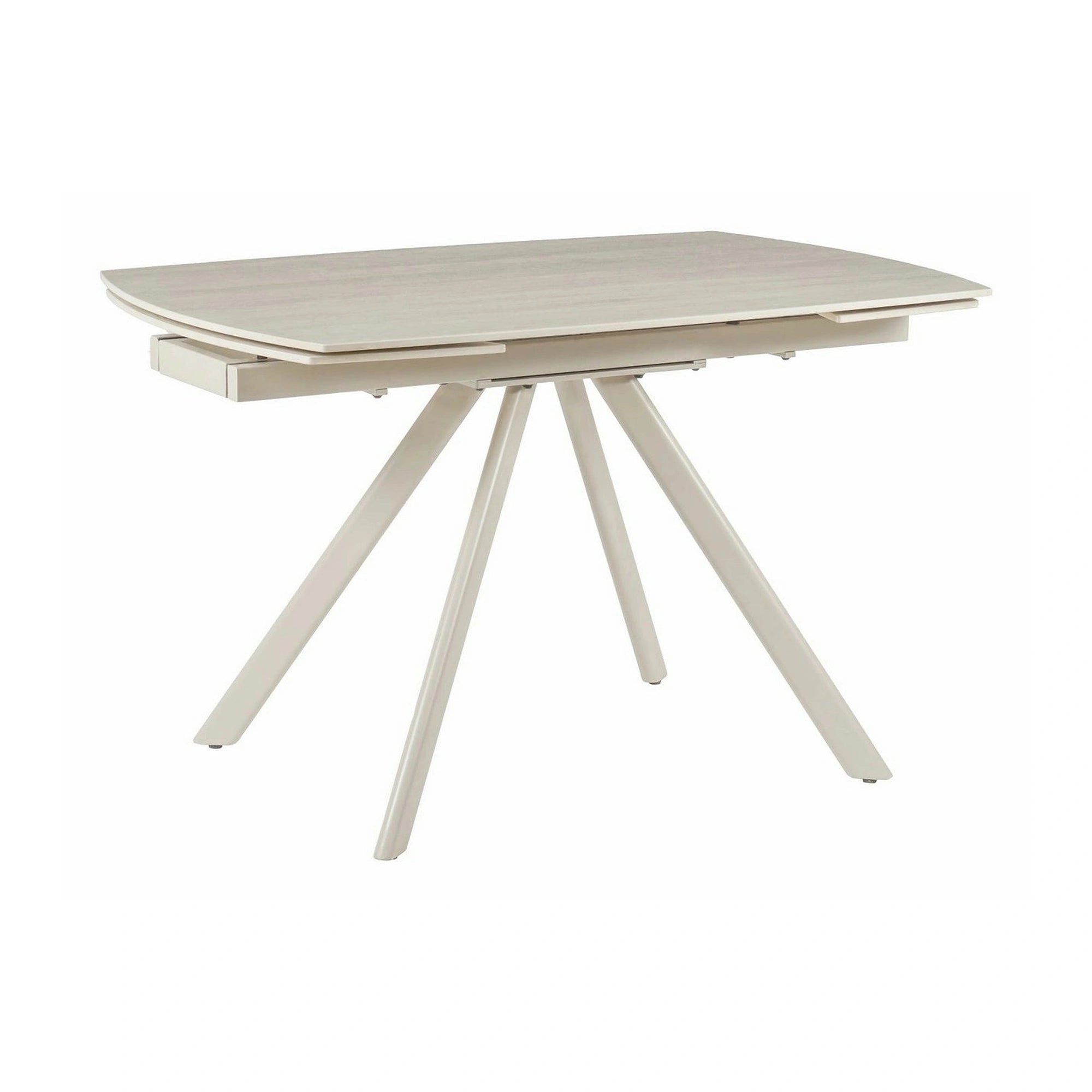 Masa extensibila URSA, grej cu efect de piatra travertin, ceramica/metal, 125/180x80x76 cm