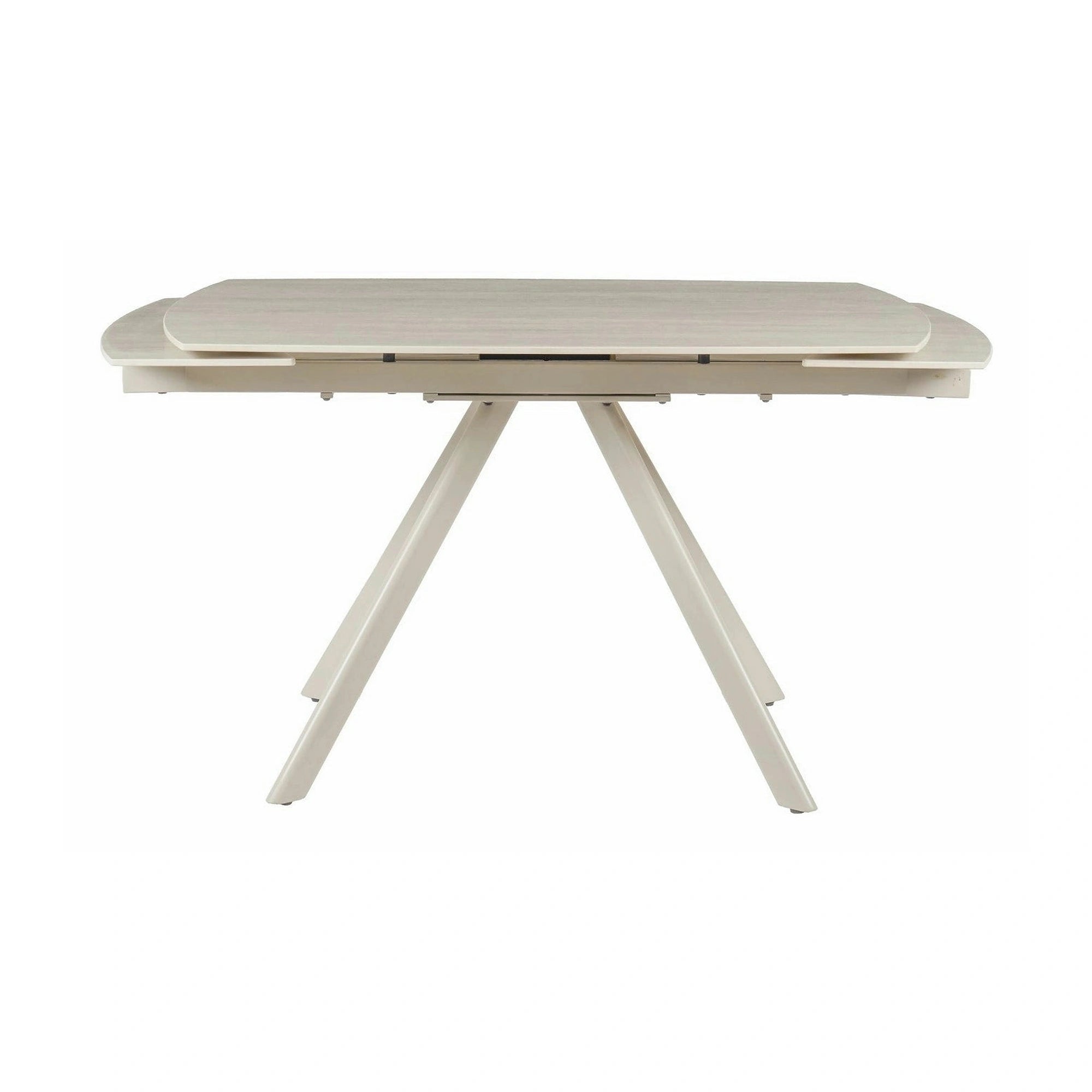 Masa extensibila URSA, grej cu efect de piatra travertin, ceramica/metal, 125/180x80x76 cm