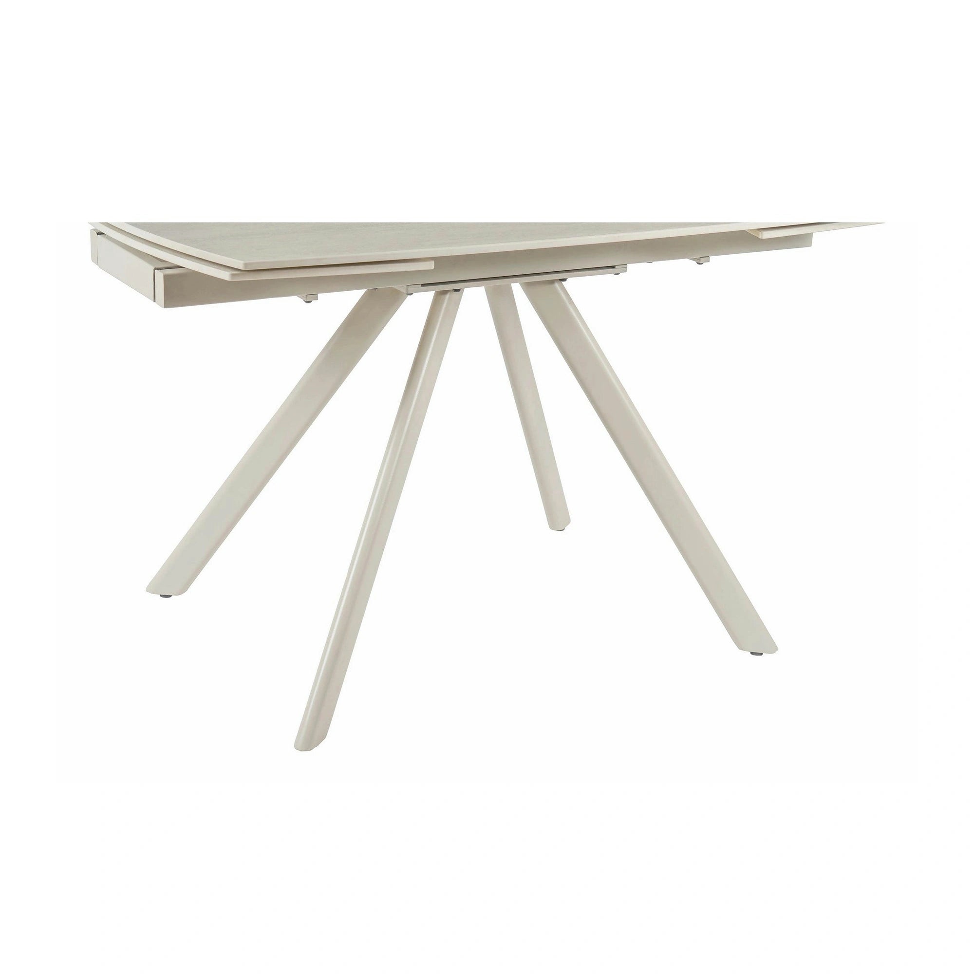 Masa extensibila URSA, grej cu efect de piatra travertin, ceramica/metal, 125/180x80x76 cm