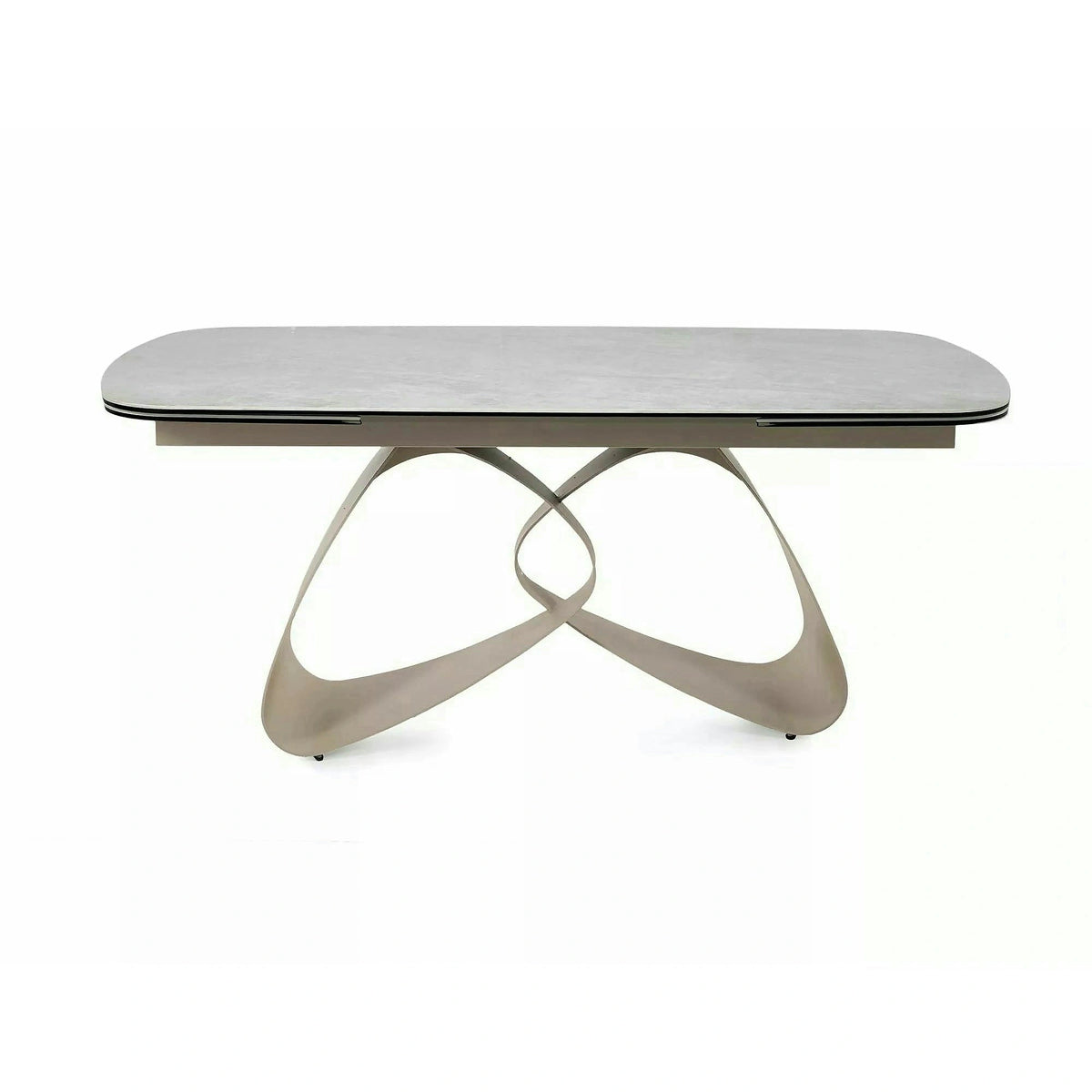 Masă extensibilă VALENTINO, bej/cașmir, sticlă securizată/ceramică/metal, 180–260x98x75 cm