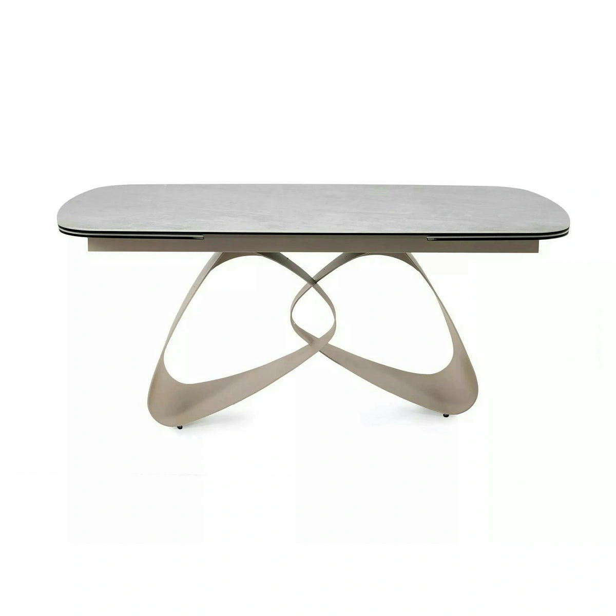 Masă extensibilă VALENTINO, bej/cașmir, sticlă securizată/ceramică/metal, 180–260x98x75 cm