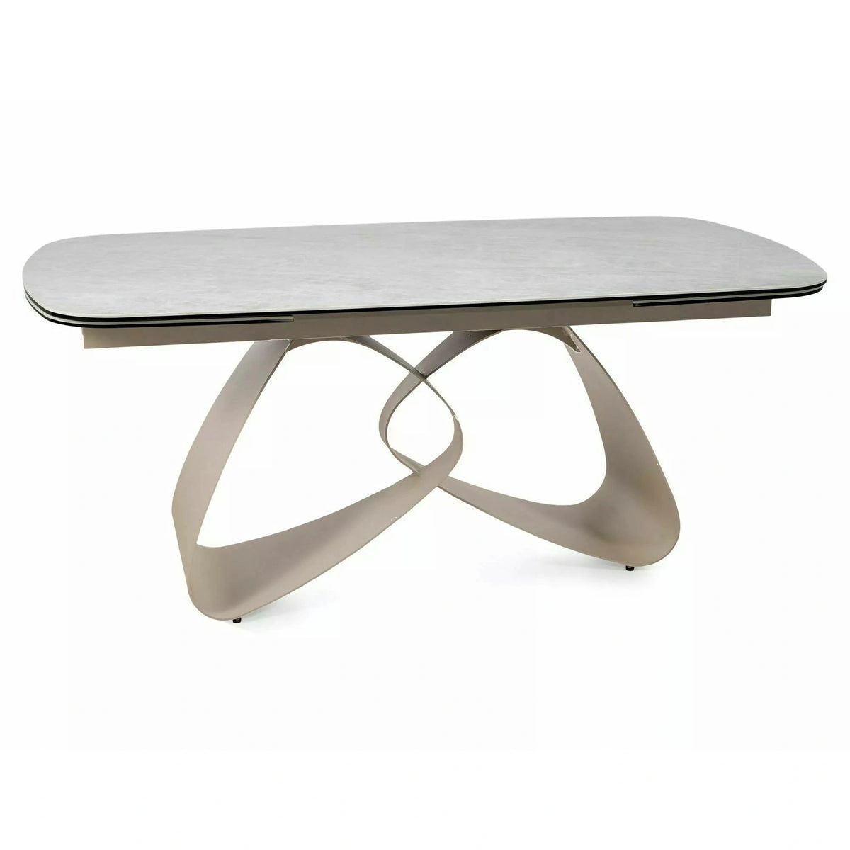 Masă extensibilă VALENTINO, bej/cașmir, sticlă securizată/ceramică/metal, 180–260x98x75 cm