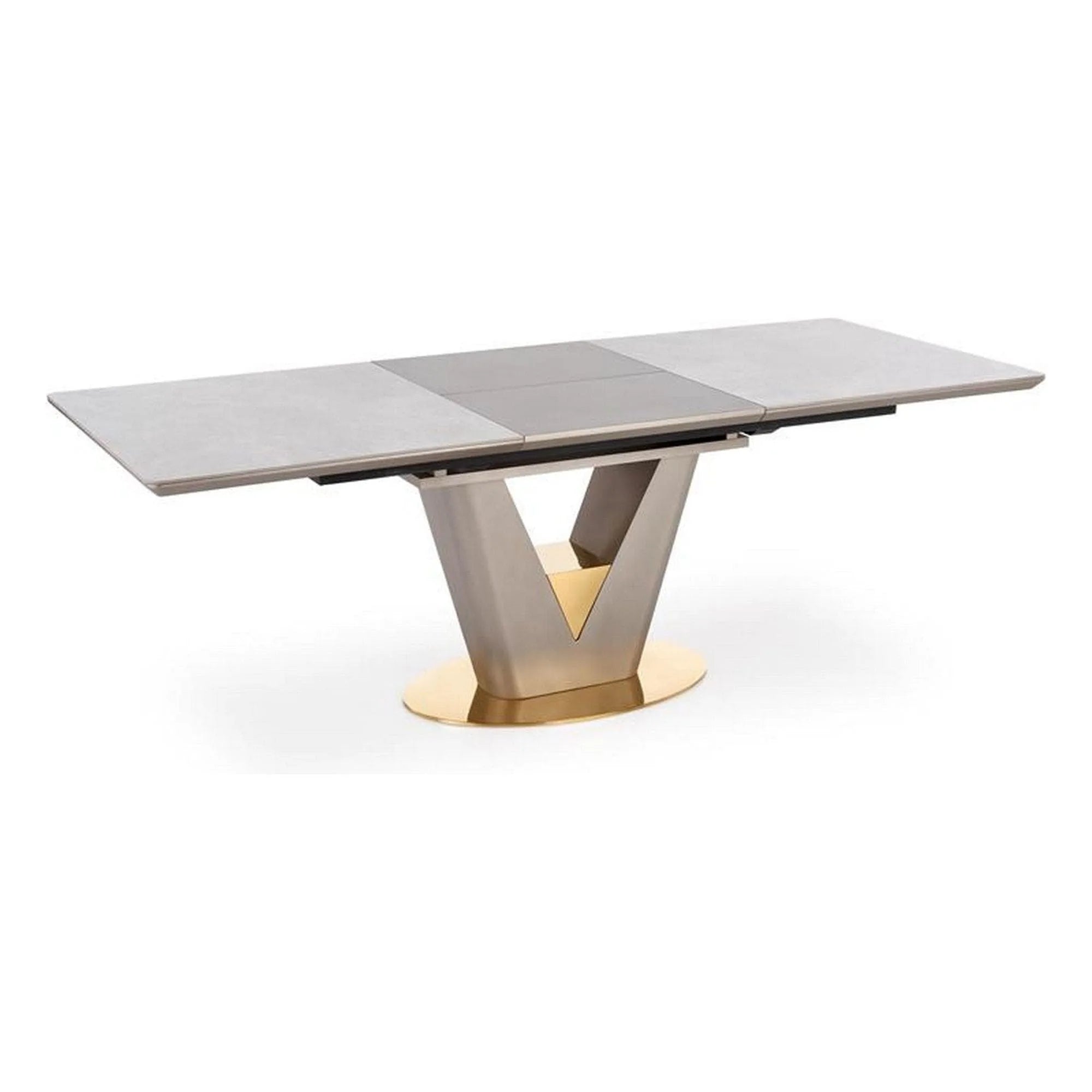 Masa extensibila VALENTINO, gri/auriu, ceramica/otel, 160/220x90x76 cm