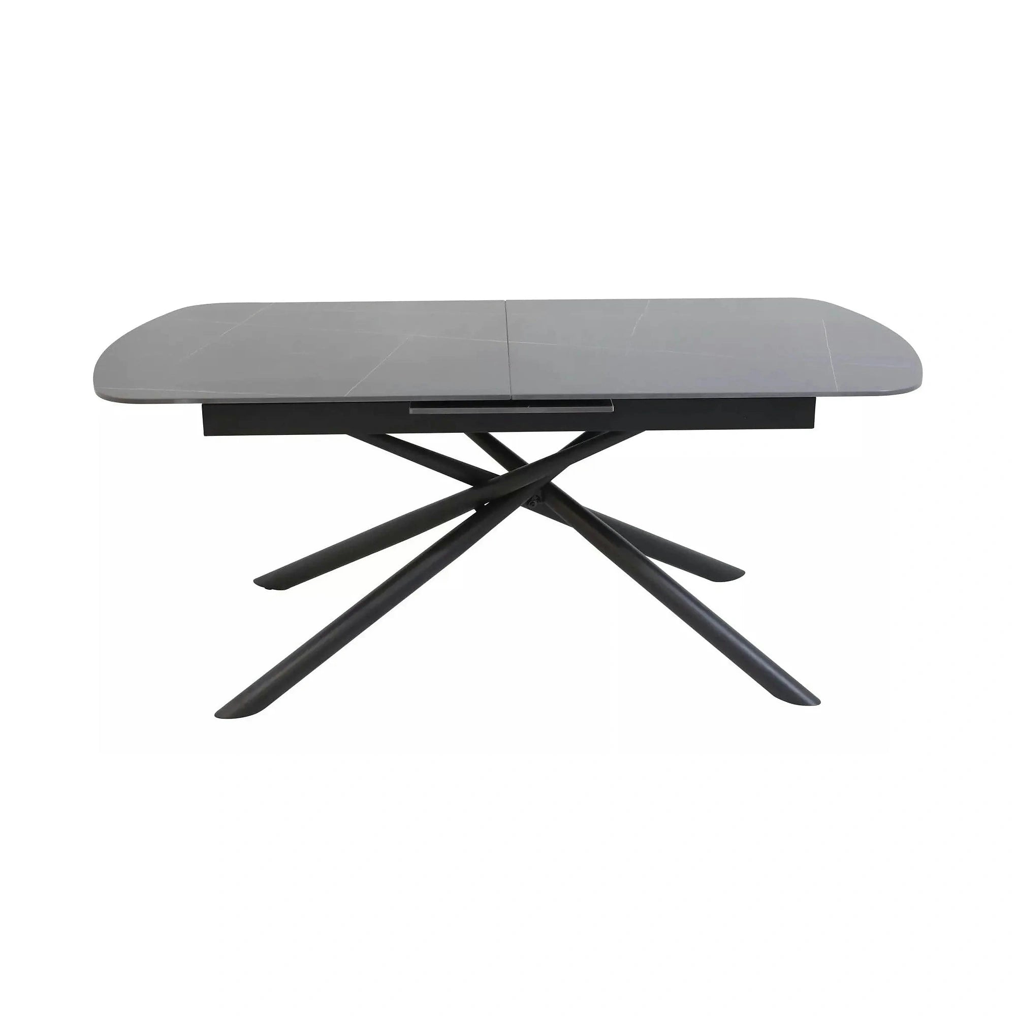 Masa extensibila VECTOR, negru mat cu efect de marmura, ceramica/metal, 160/200x90x76 cm