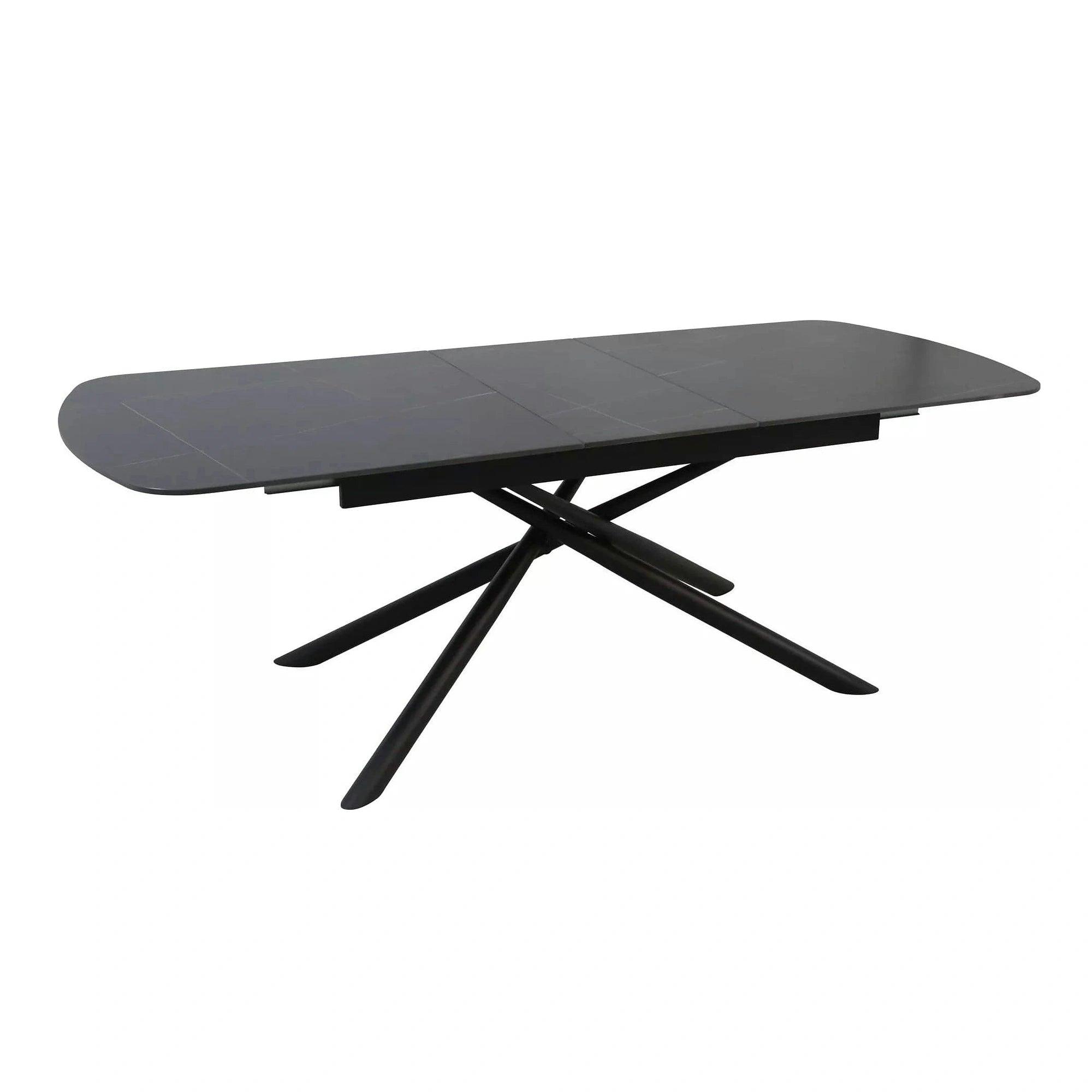 Masa extensibila VECTOR, negru mat cu efect de marmura, ceramica/metal, 160/200x90x76 cm
