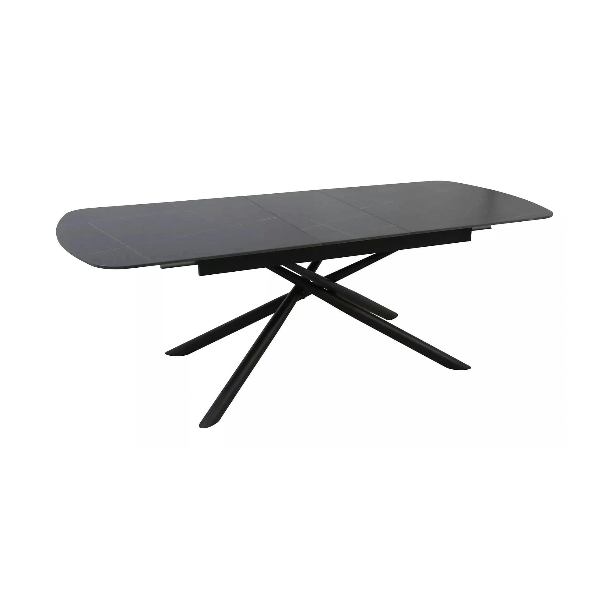 Masa extensibila VECTOR, negru mat cu efect de marmura, ceramica/metal, 160/200x90x76 cm