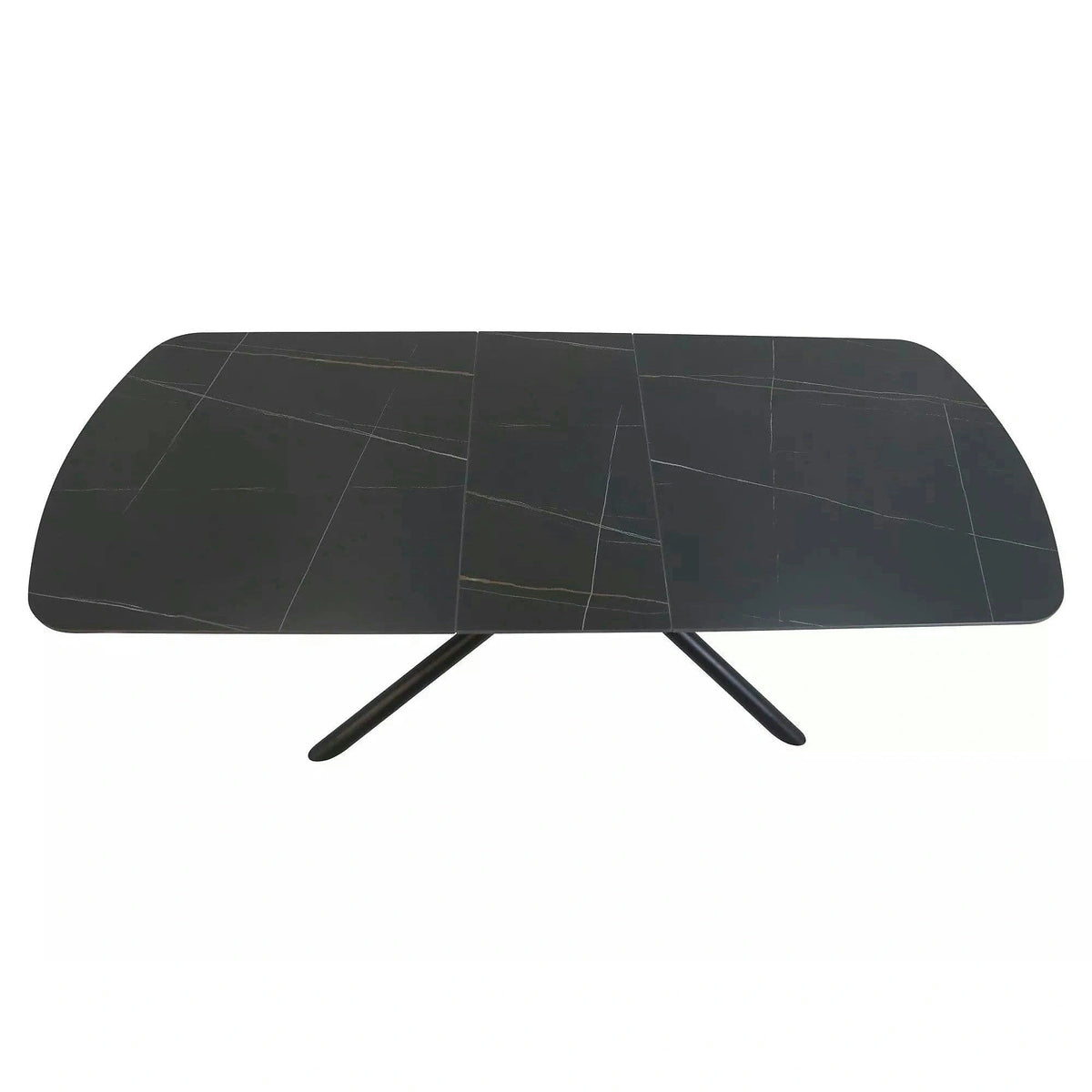 Masa extensibila VECTOR, negru mat cu efect de marmura, ceramica/metal, 160/200x90x76 cm