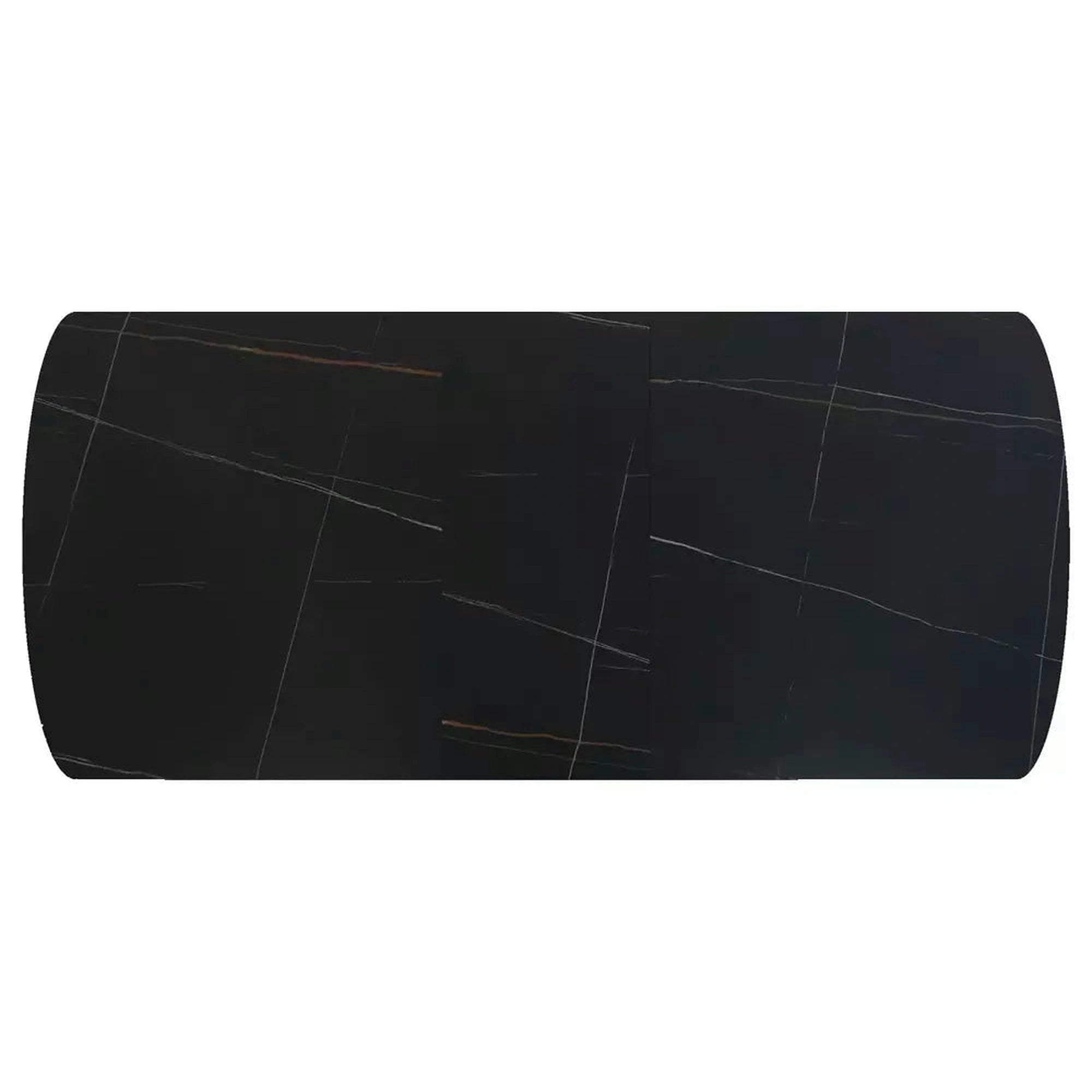 Masa extensibila VECTOR, negru mat cu efect de marmura, ceramica/metal, 160/200x90x76 cm