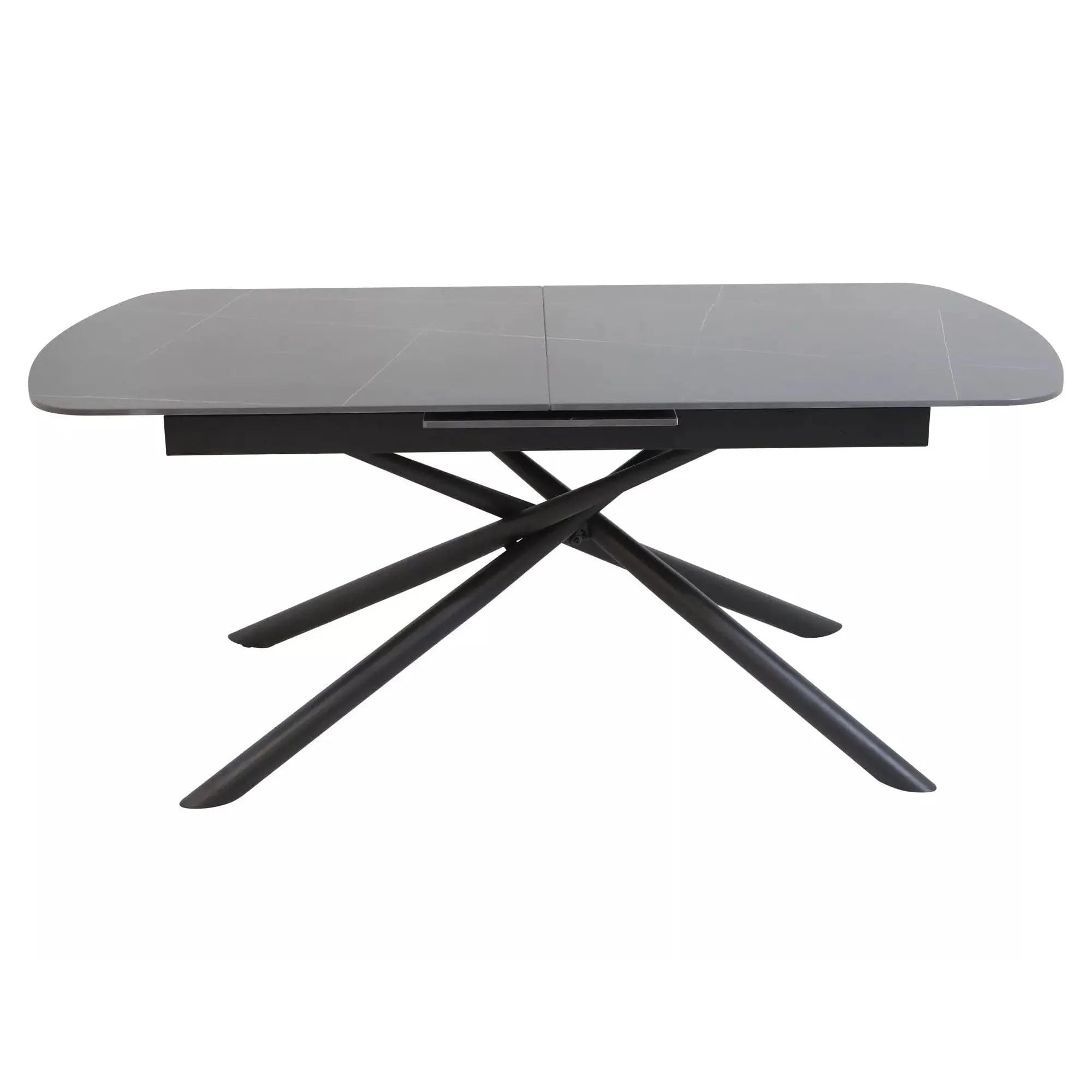 Masa extensibila VECTOR, negru mat cu efect de marmura, ceramica/metal, 160/200x90x76 cm