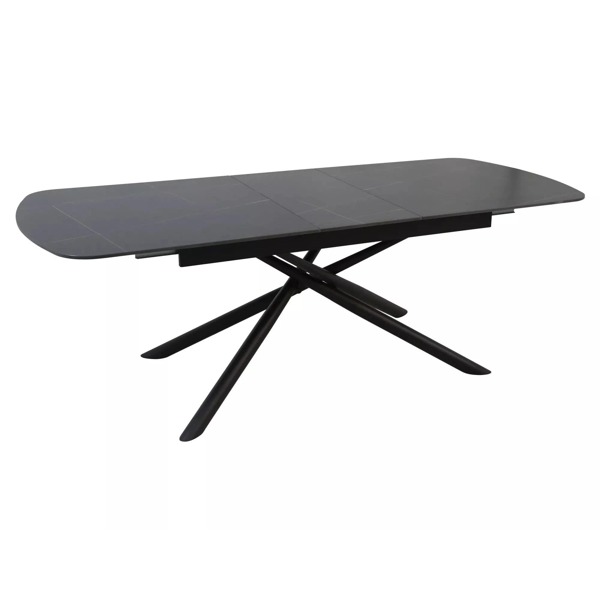 Masa extensibila VECTOR, negru mat cu efect de marmura, ceramica/metal, 160/200x90x76 cm