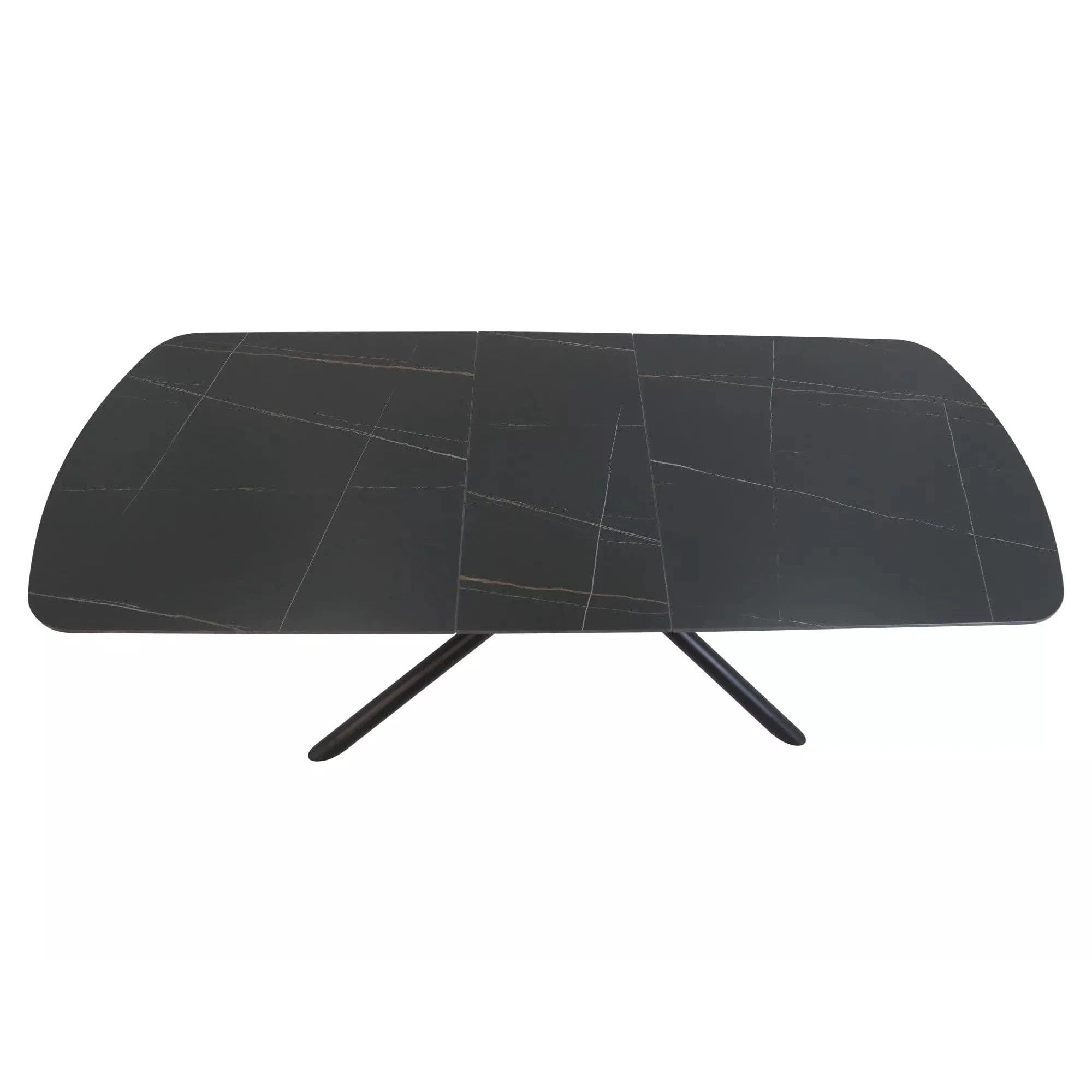 Masa extensibila VECTOR, negru mat cu efect de marmura, ceramica/metal, 160/200x90x76 cm