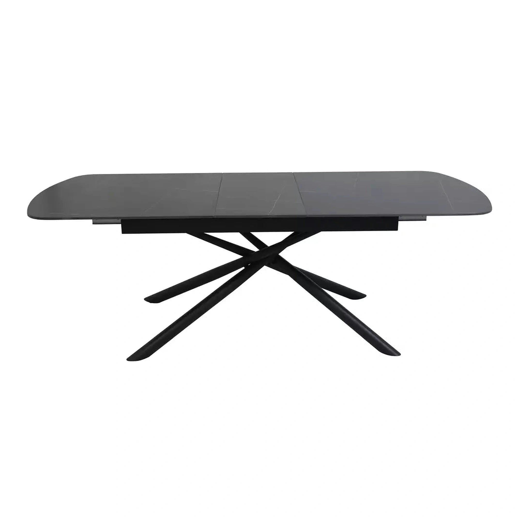 Masa extensibila VECTOR, negru mat cu efect de marmura, ceramica/metal, 180/220x90x76 cm