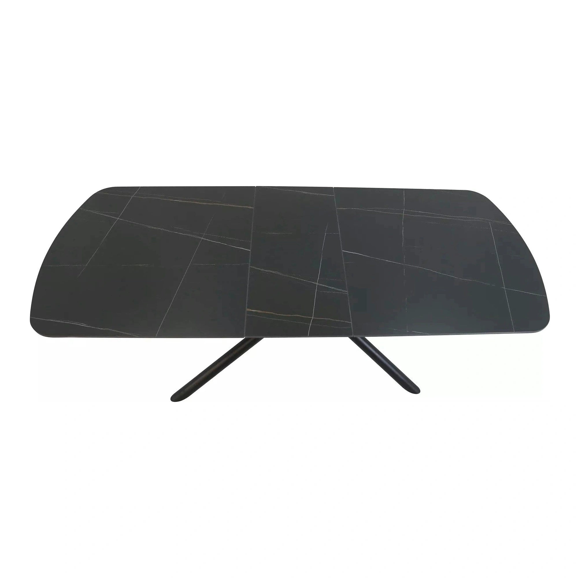 Masa extensibila VECTOR, negru mat cu efect de marmura, ceramica/metal, 180/220x90x76 cm