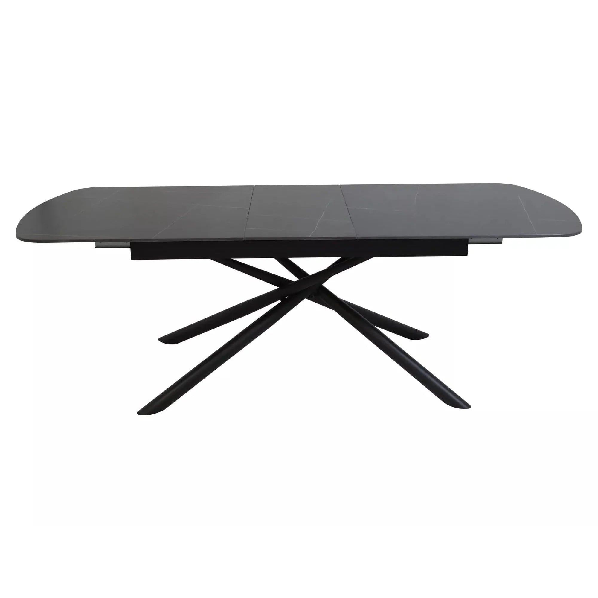 Masa extensibila VECTOR, negru mat cu efect de marmura, ceramica/metal, 180/220x90x76 cm