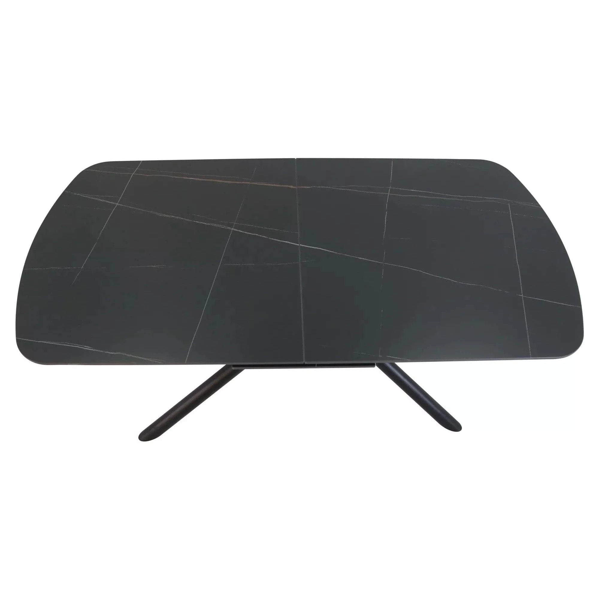 Masa extensibila VECTOR, negru mat cu efect de marmura, ceramica/metal, 180/220x90x76 cm