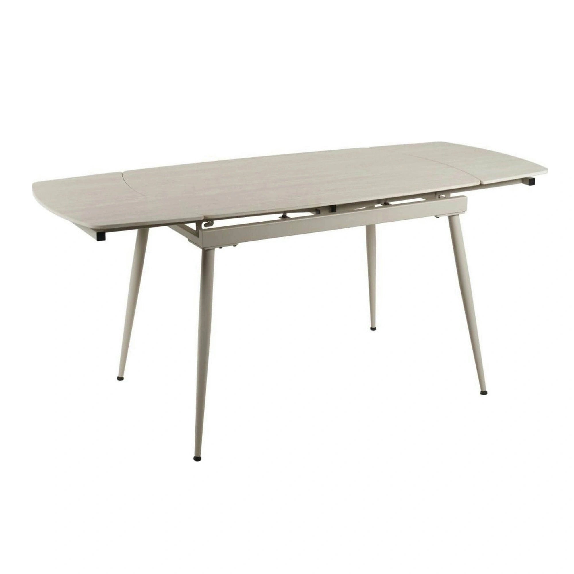 Masa extensibila VELA, grej cu efect de piatra travertin, ceramica/metal, 110/170x75x76 cm