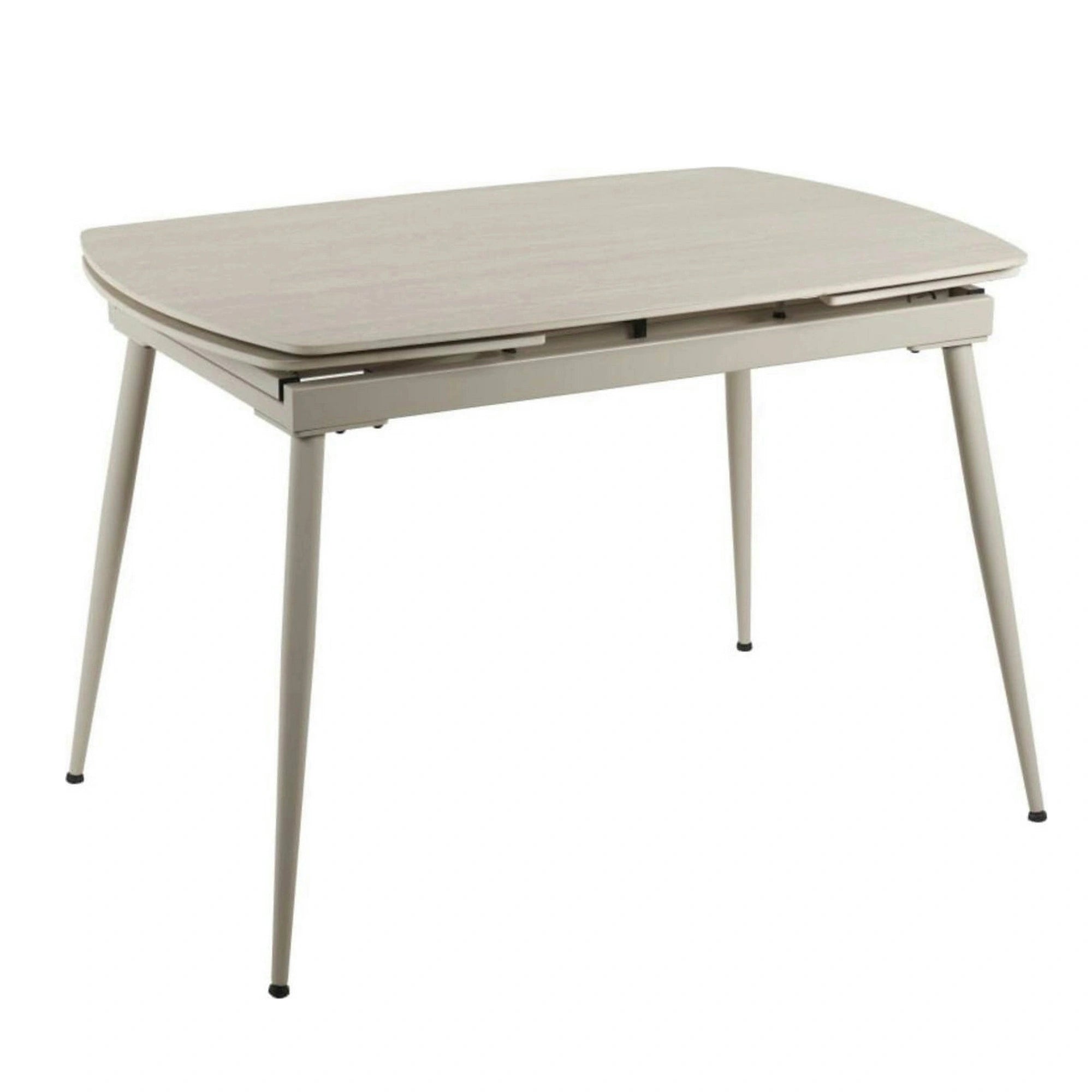 Masa extensibila VELA, grej cu efect de piatra travertin, ceramica/metal, 110/170x75x76 cm