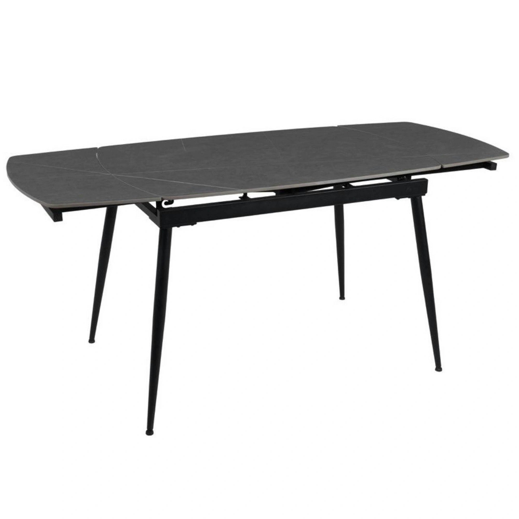 Masa extensibila VELA, gri cu efect de marmura, ceramica/metal, 110/170x75x76 cm