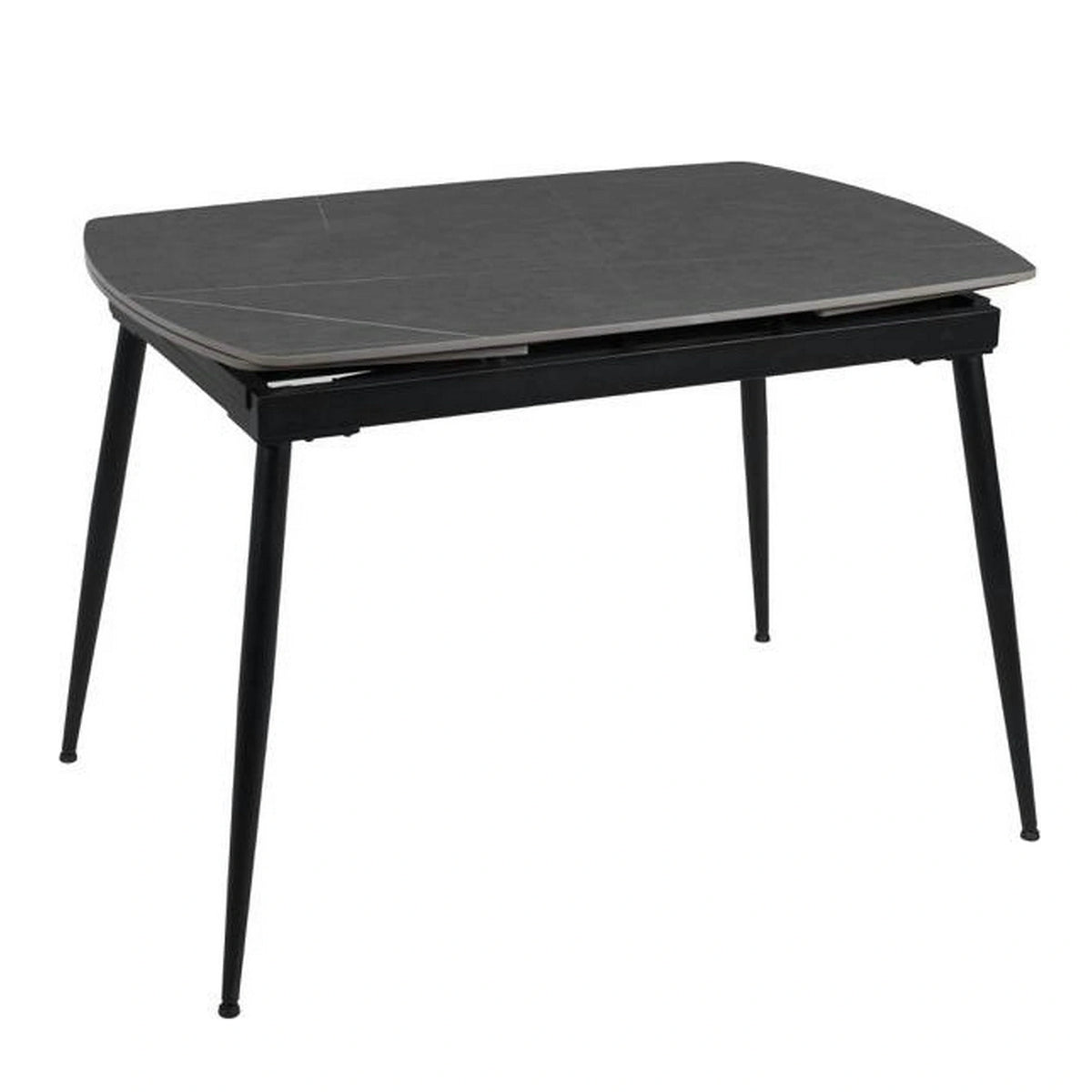 Masa extensibila VELA, gri cu efect de marmura, ceramica/metal, 110/170x75x76 cm