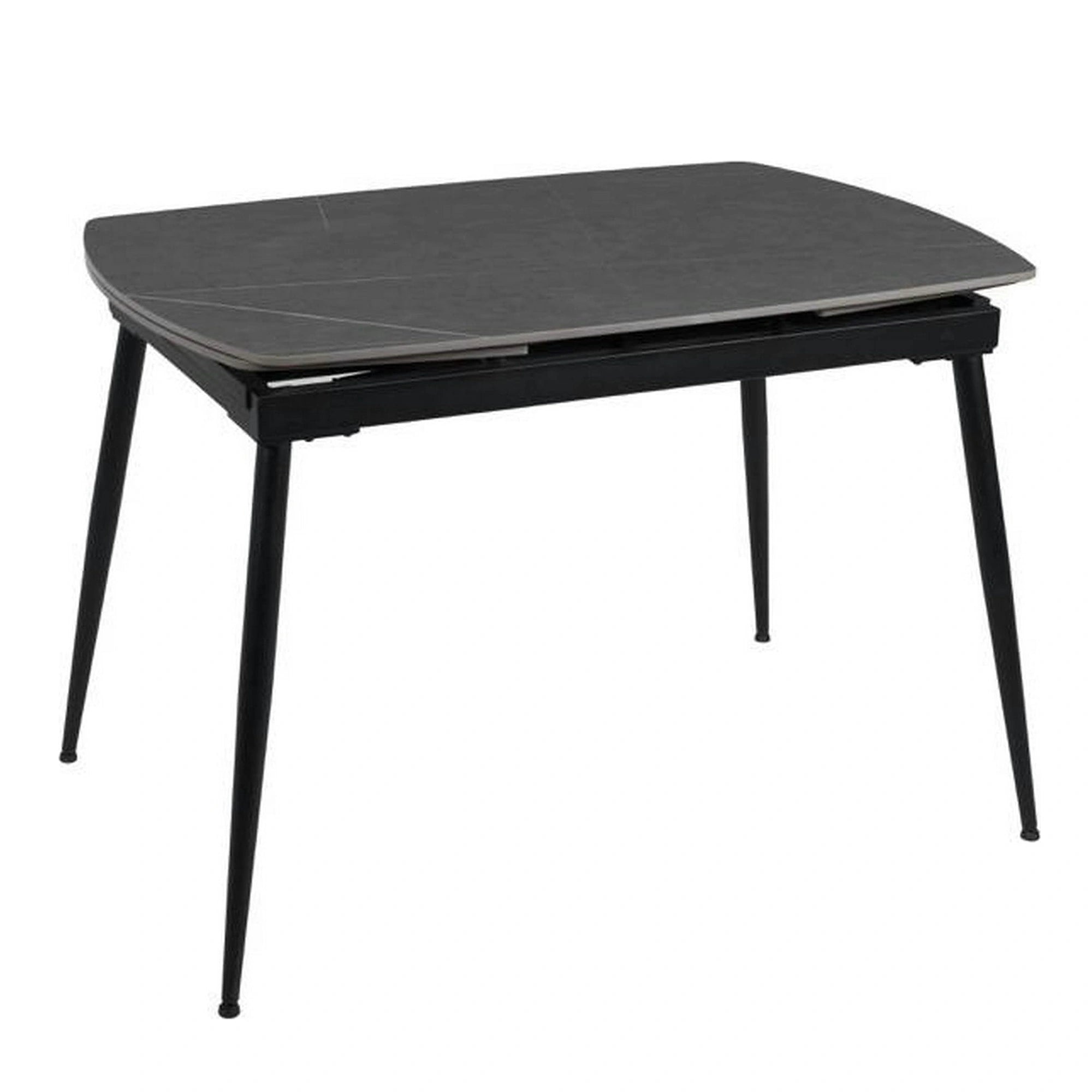Masa extensibila VELA, gri cu efect de marmura, ceramica/metal, 110/170x75x76 cm