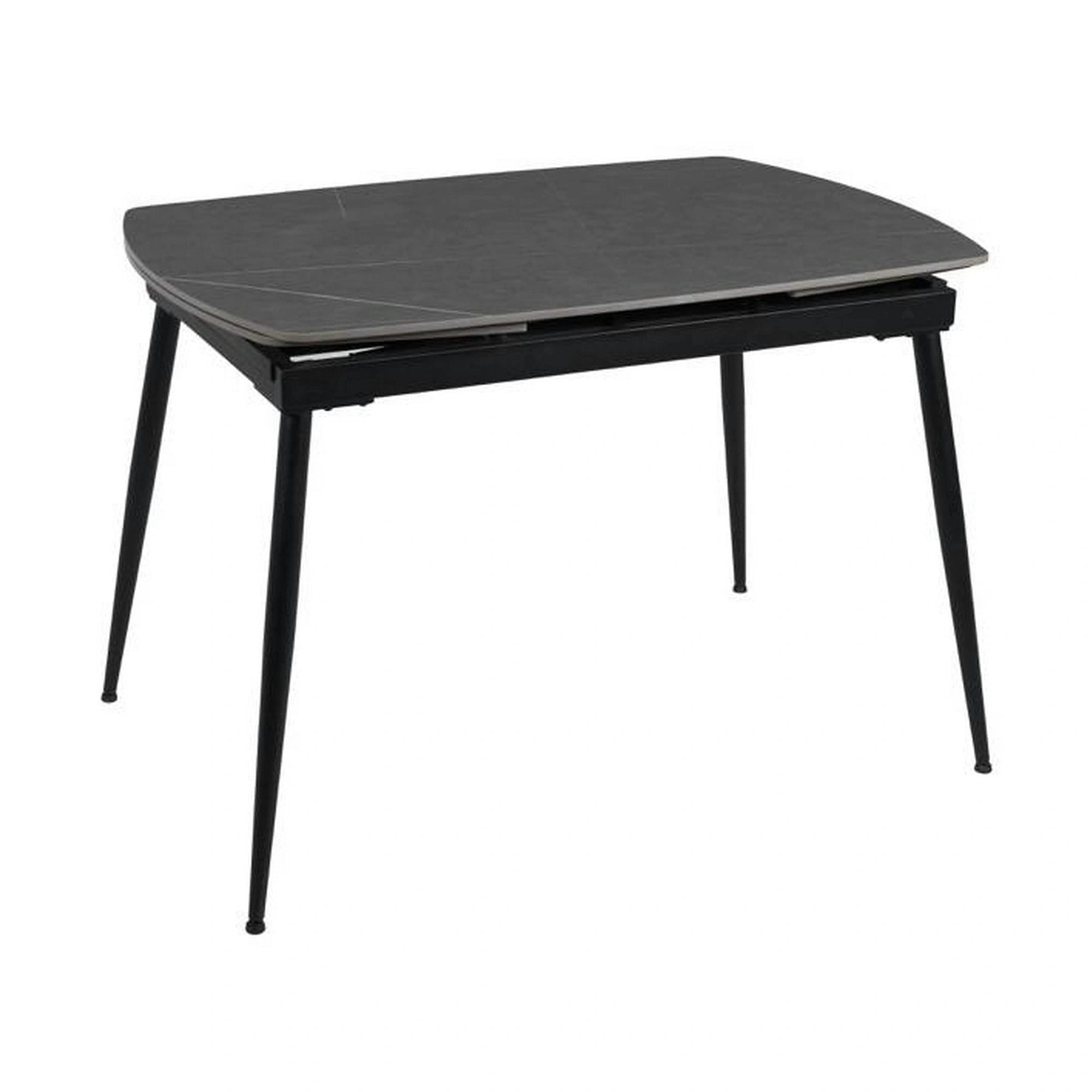 Masa extensibila VELA, gri cu efect de marmura, ceramica/metal, 110/170x75x76 cm