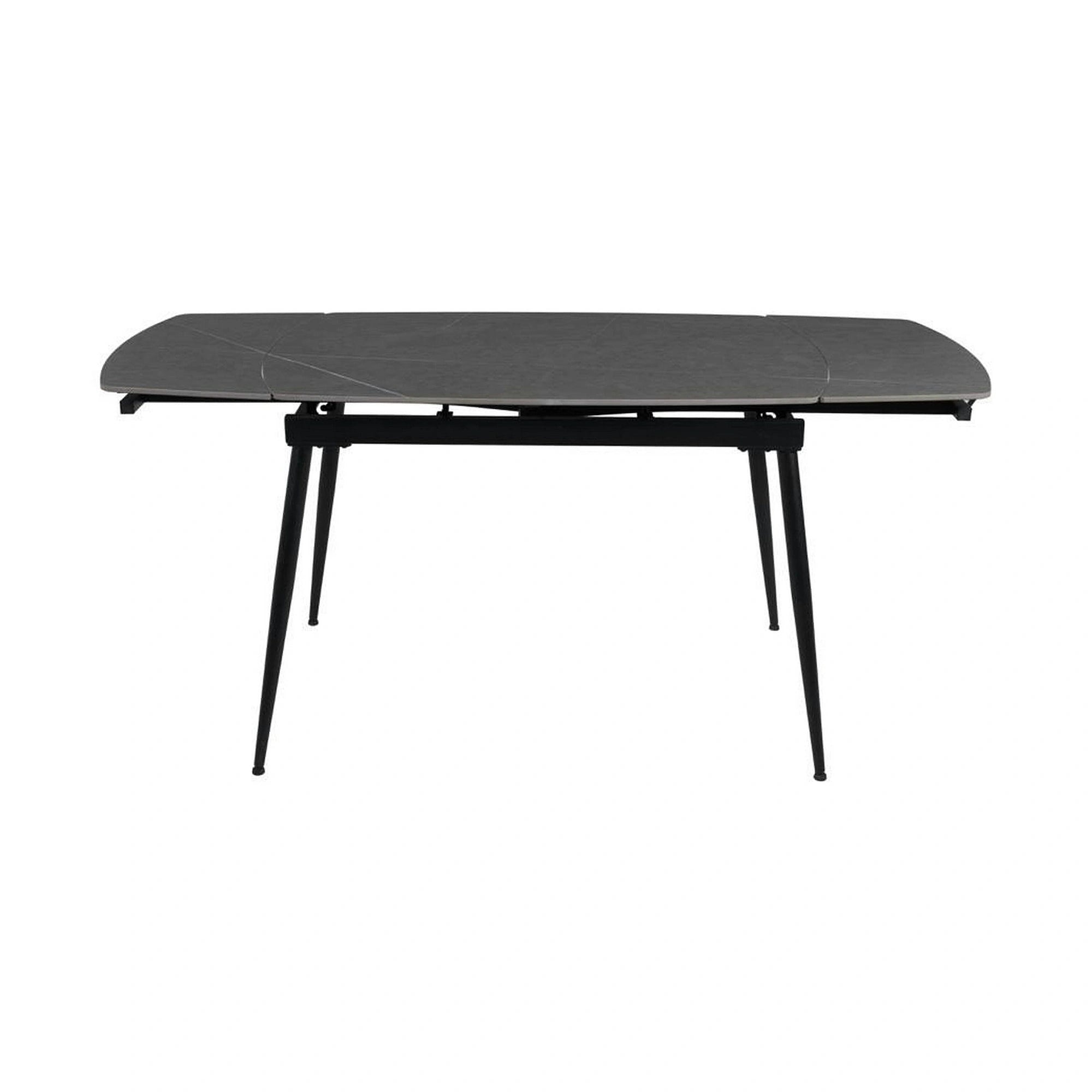 Masa extensibila VELA, gri cu efect de marmura, ceramica/metal, 110/170x75x76 cm