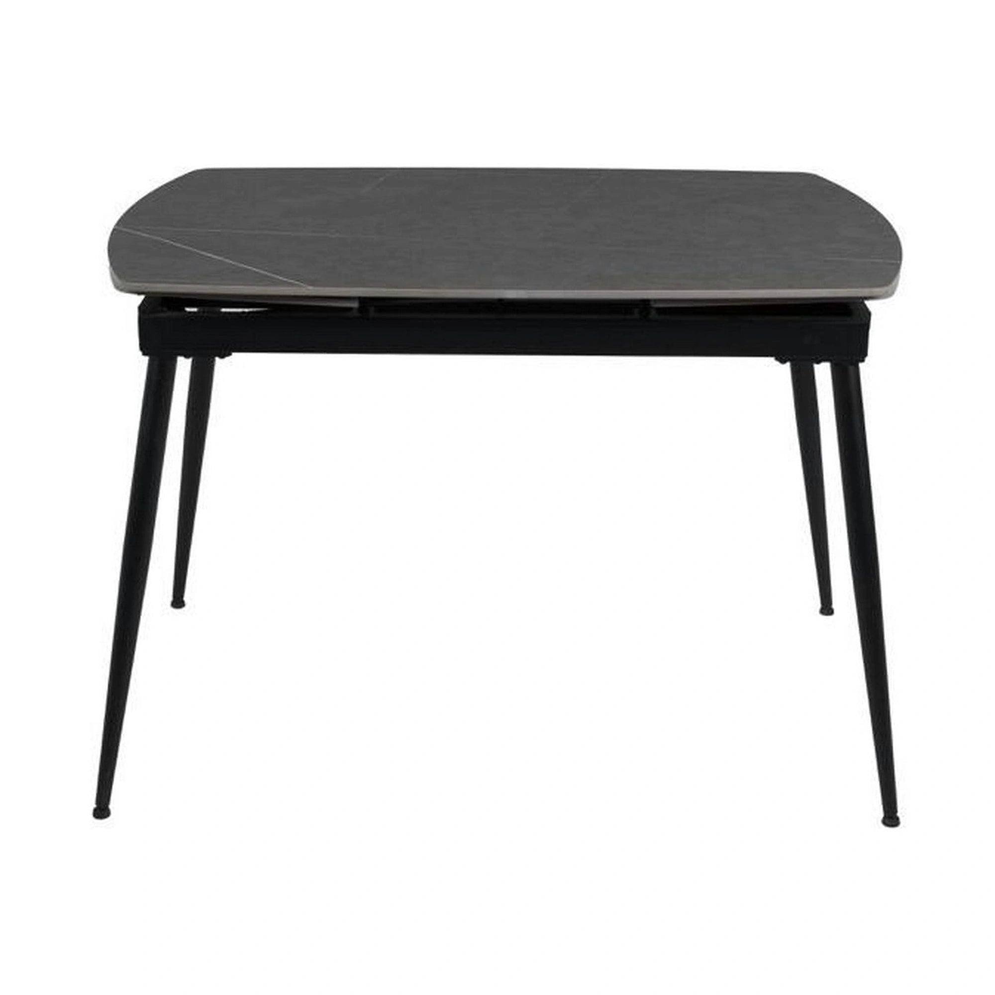 Masa extensibila VELA, gri cu efect de marmura, ceramica/metal, 110/170x75x76 cm