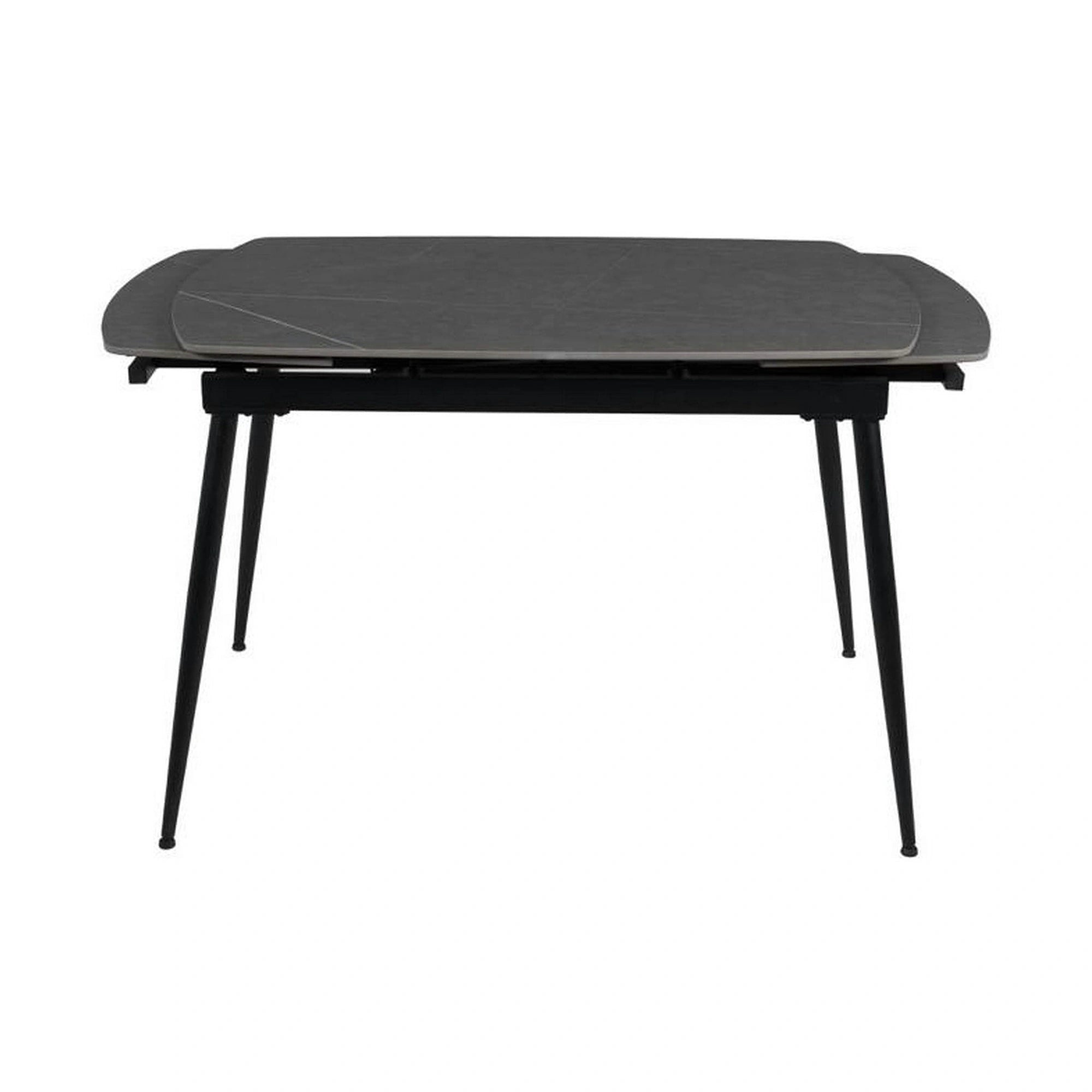 Masa extensibila VELA, gri cu efect de marmura, ceramica/metal, 110/170x75x76 cm