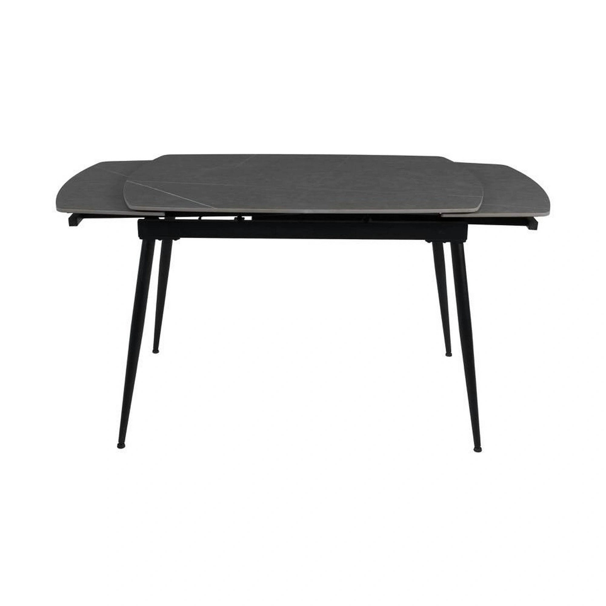 Masa extensibila VELA, gri cu efect de marmura, ceramica/metal, 110/170x75x76 cm