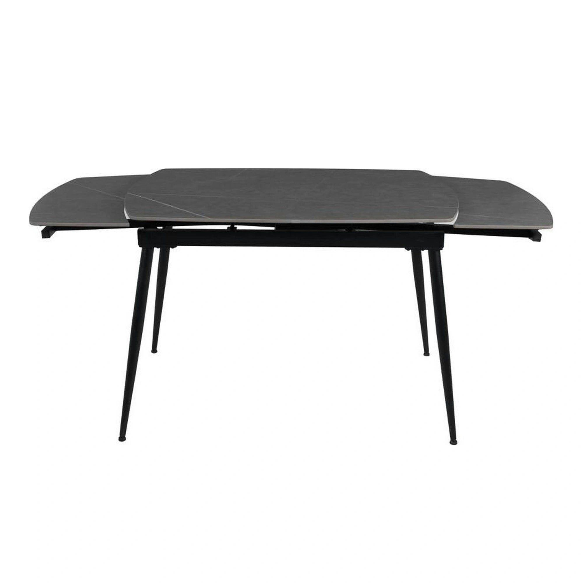 Masa extensibila VELA, gri cu efect de marmura, ceramica/metal, 110/170x75x76 cm
