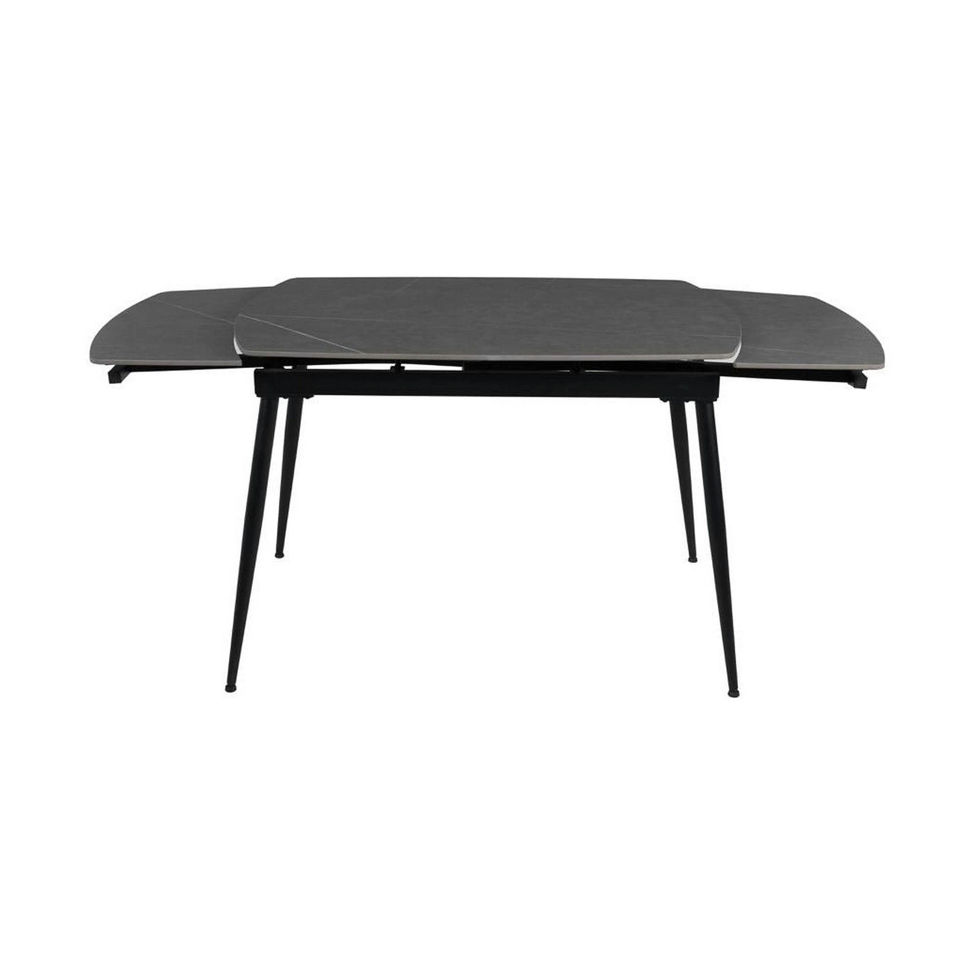 Masa extensibila VELA, gri cu efect de marmura, ceramica/metal, 110/170x75x76 cm