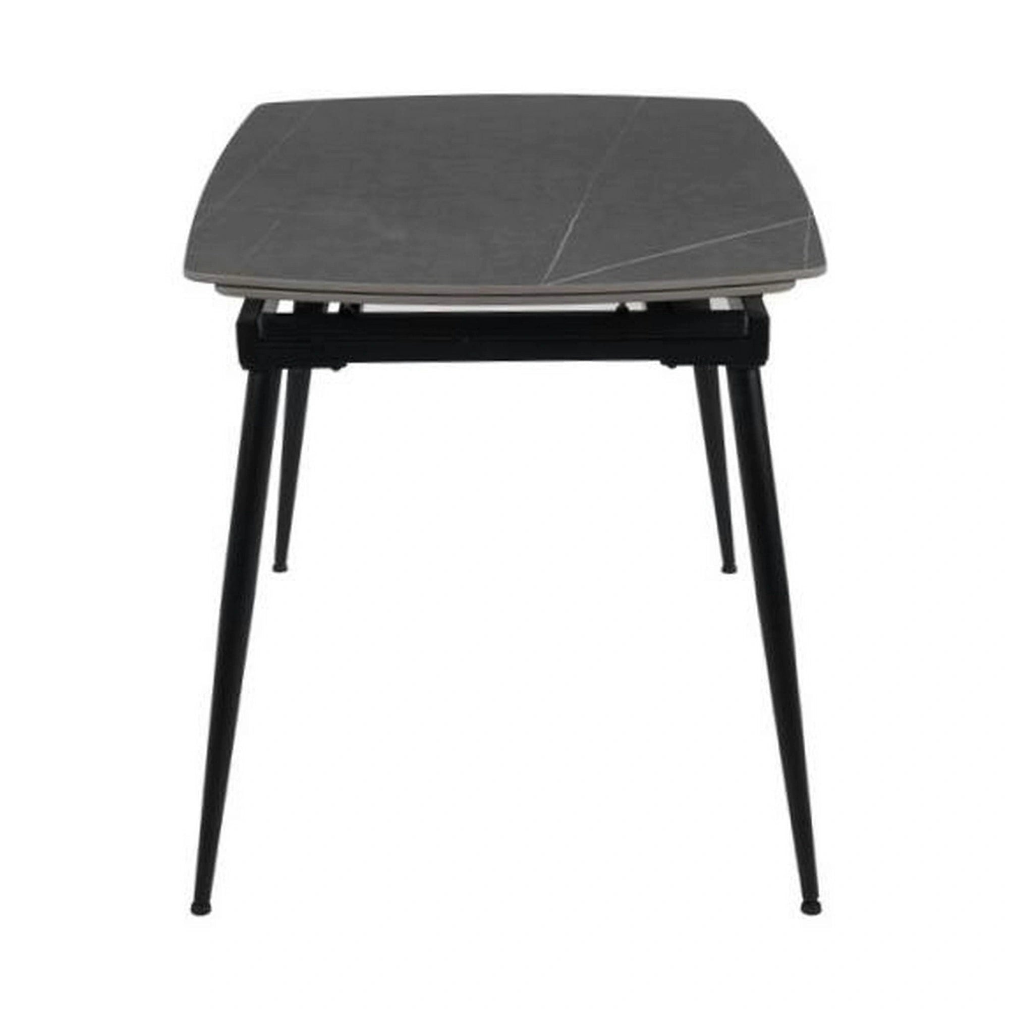 Masa extensibila VELA, gri cu efect de marmura, ceramica/metal, 110/170x75x76 cm