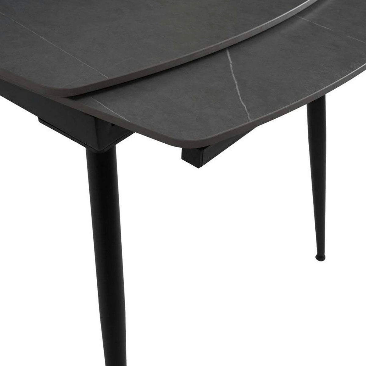 Masa extensibila VELA, gri cu efect de marmura, ceramica/metal, 110/170x75x76 cm