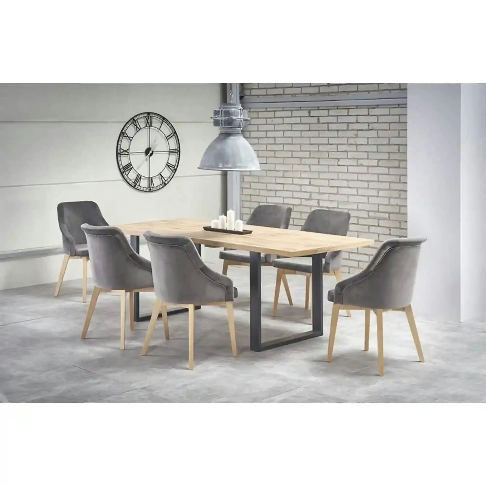 Masa extensibila VENOM, stejar wotan/negru, PAL/otel, 160-210x90x74 cm