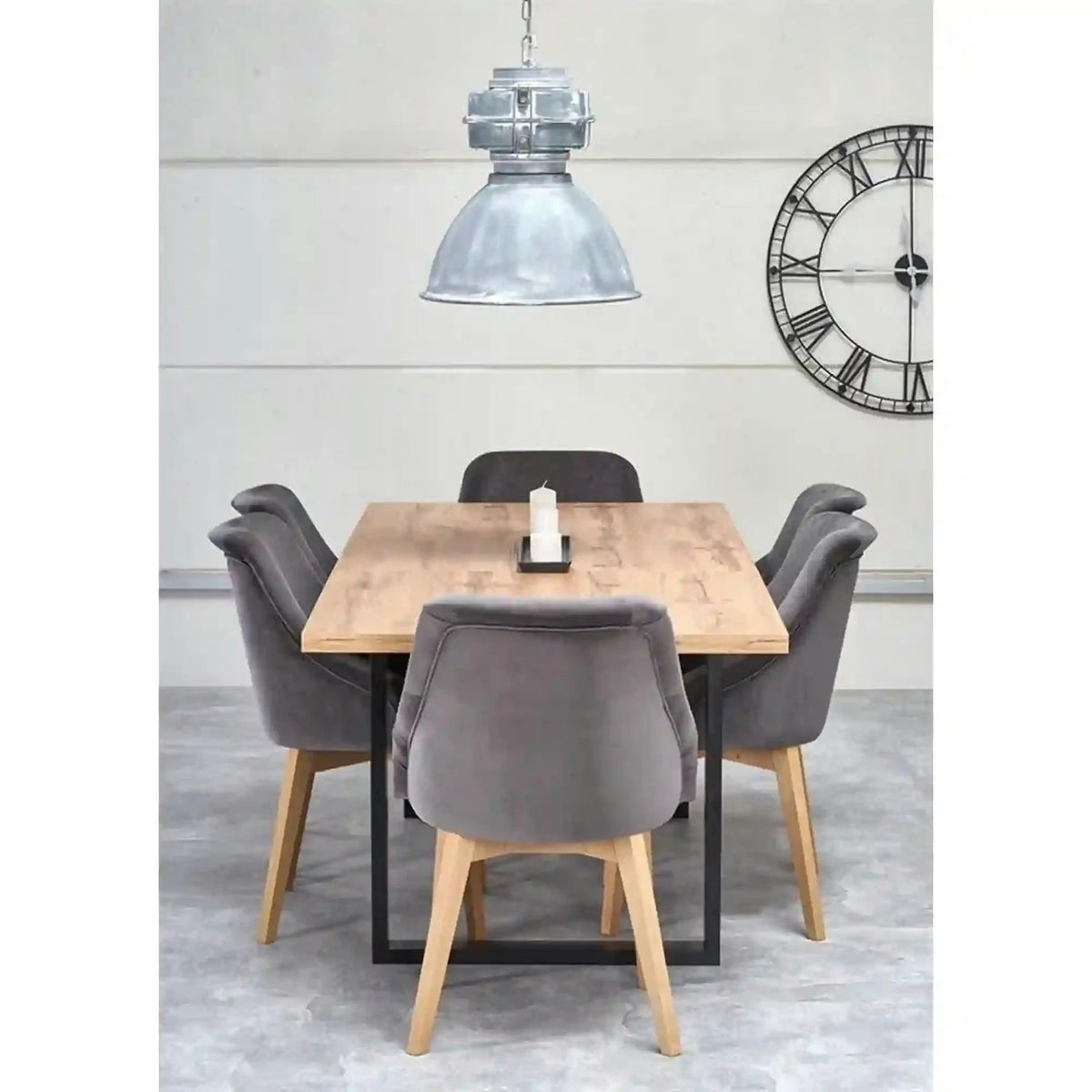 Masa extensibila VENOM, stejar wotan/negru, PAL/otel, 160-210x90x74 cm