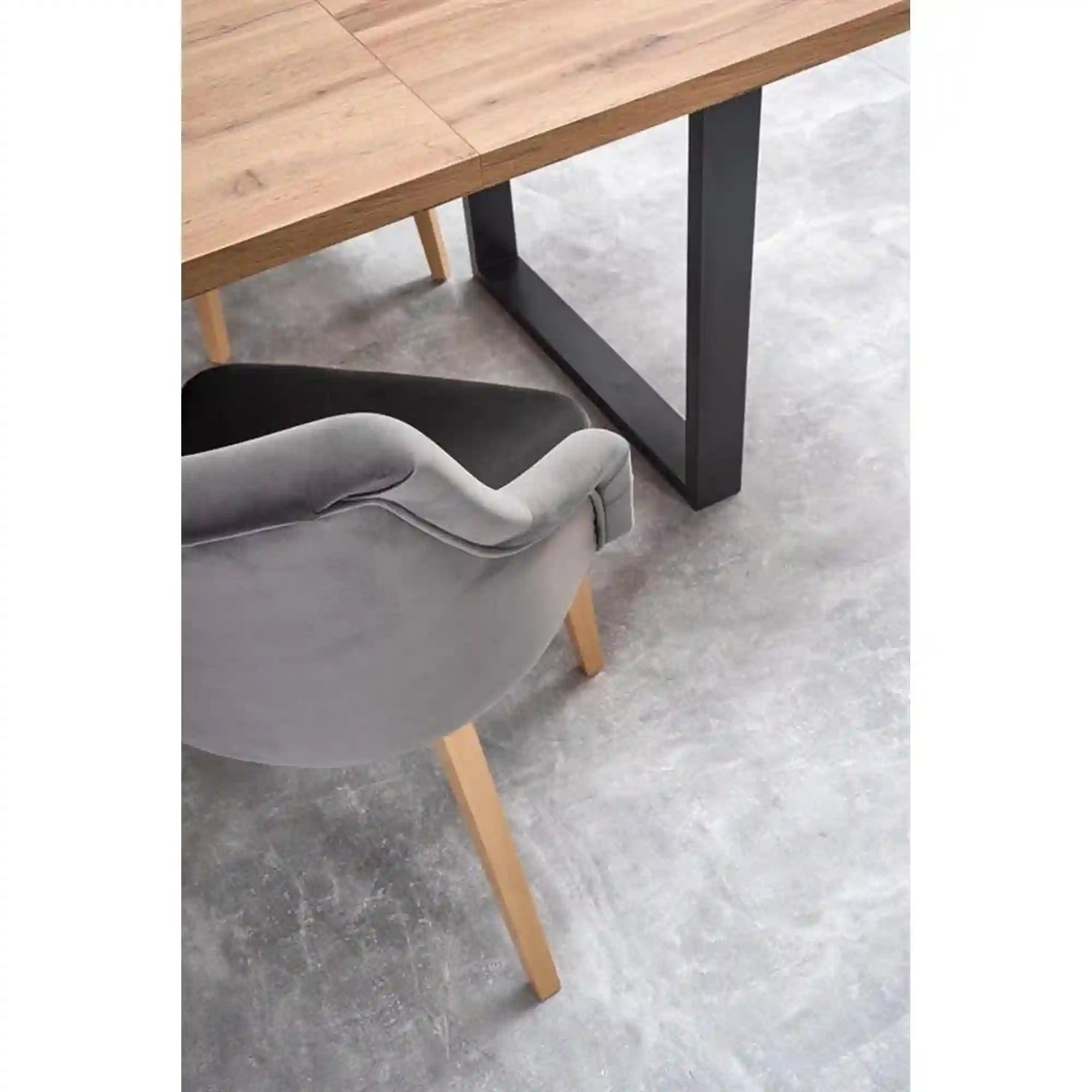 Masa extensibila VENOM, stejar wotan/negru, PAL/otel, 160-210x90x74 cm