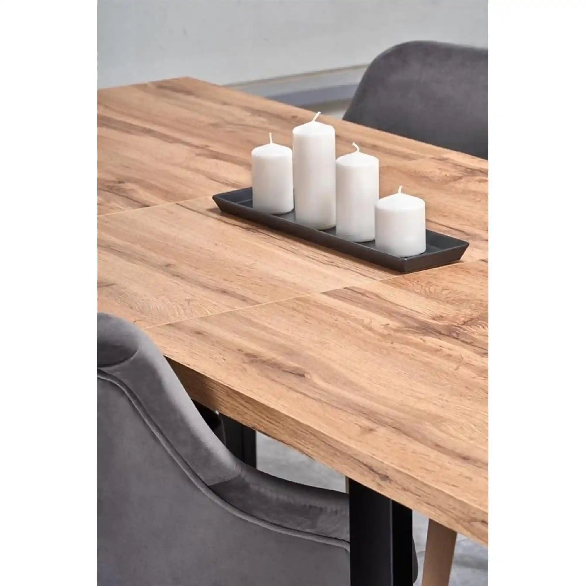 Masa extensibila VENOM, stejar wotan/negru, PAL/otel, 160-210x90x74 cm